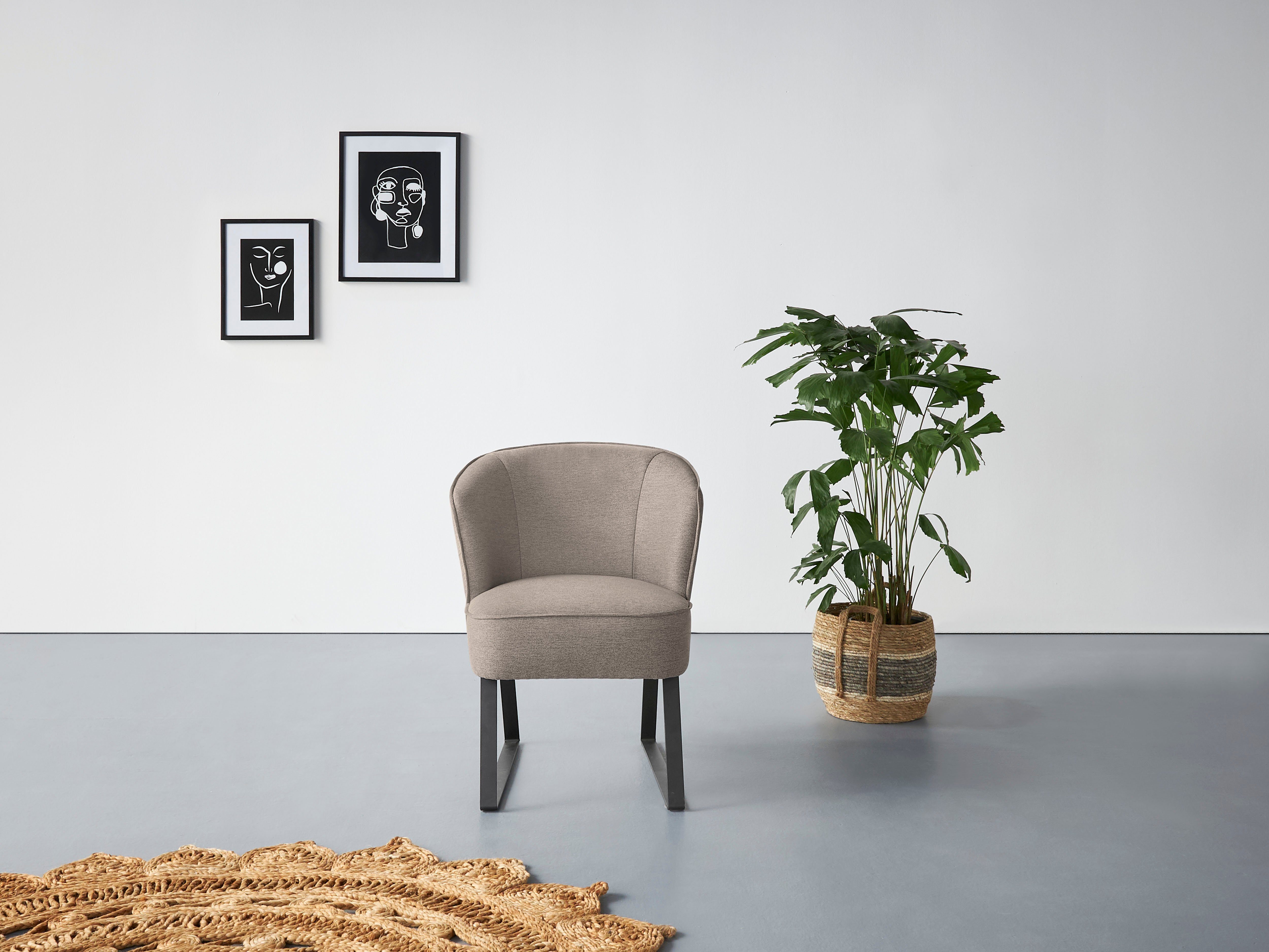 exxpo - sofa fashion Fauteuil Americano, loungestoel met bies en metalen poten, verschillende typen bekleding, 1 stuk