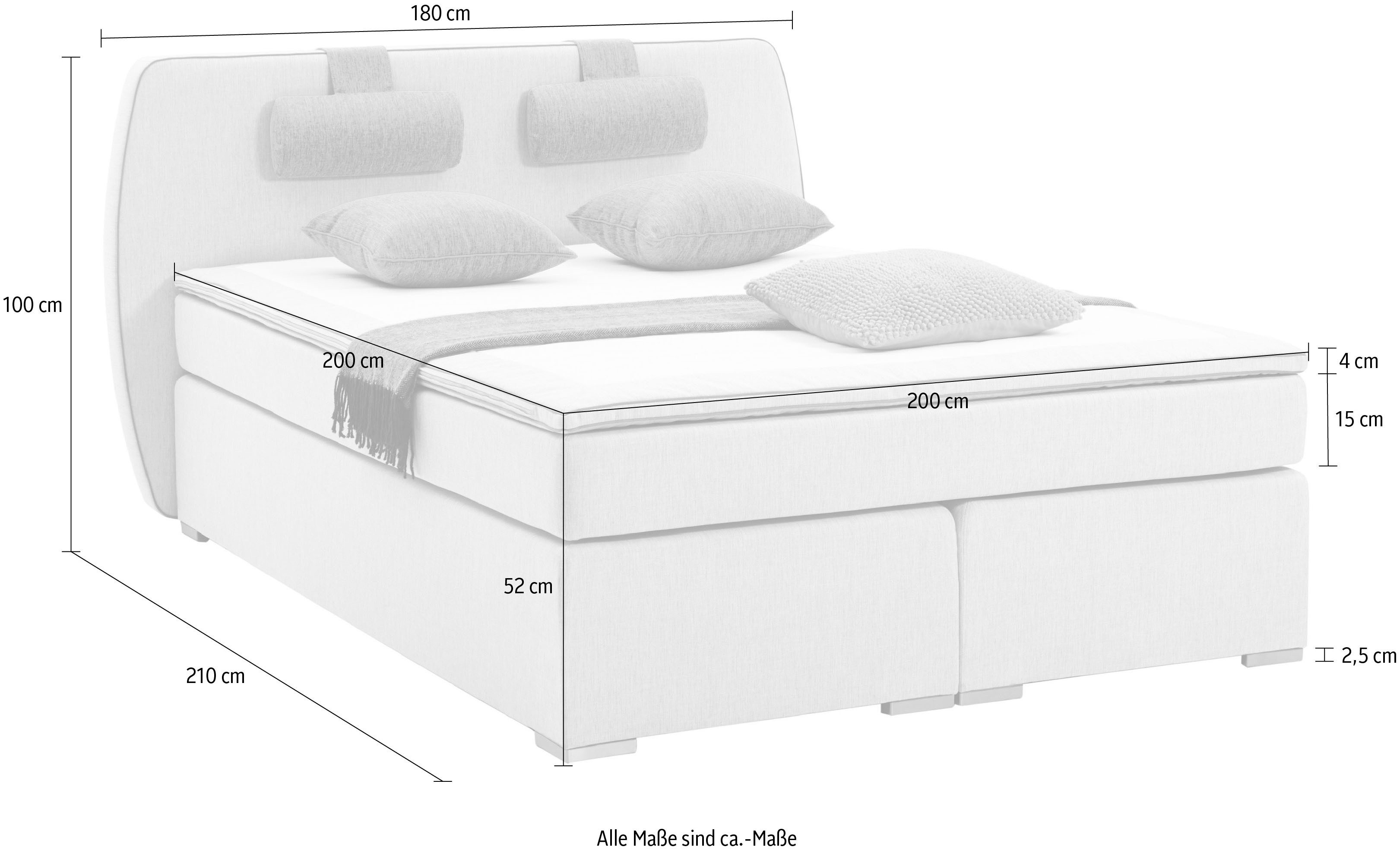 ATLANTIC home collection Boxspring Rex met topmatras en verstelbaar nekkussen