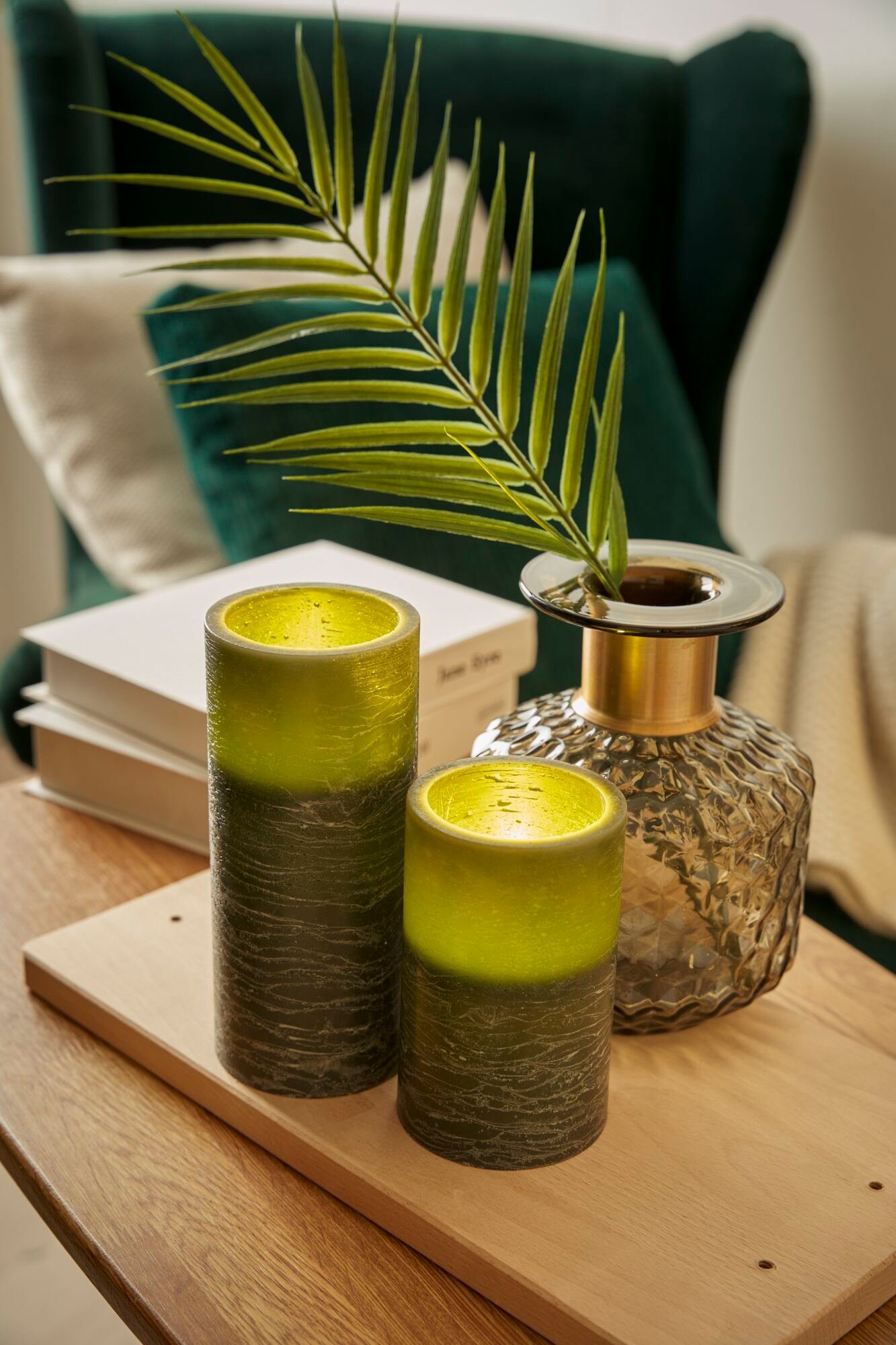 Pauleen Led-decoratieve verlichting LED-kaars Cosy Shine Candle waskaars, 2-delige set timer batterij groen (2 stuks)