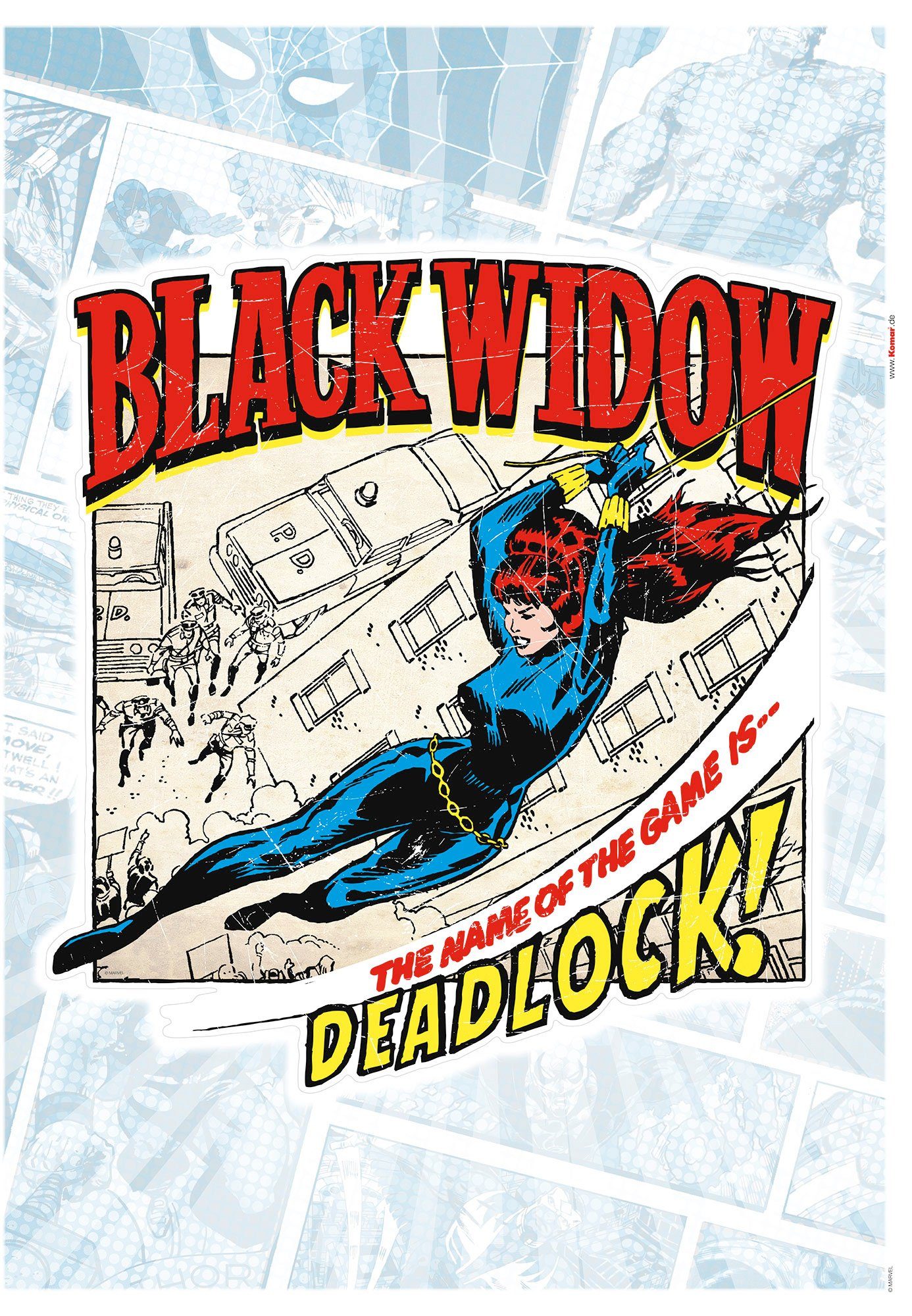 komar wandfolie black widow comic classic 50x70 cm (breedte x hoogte), zelfklevende wandtattoo (1 stuk) multicolor