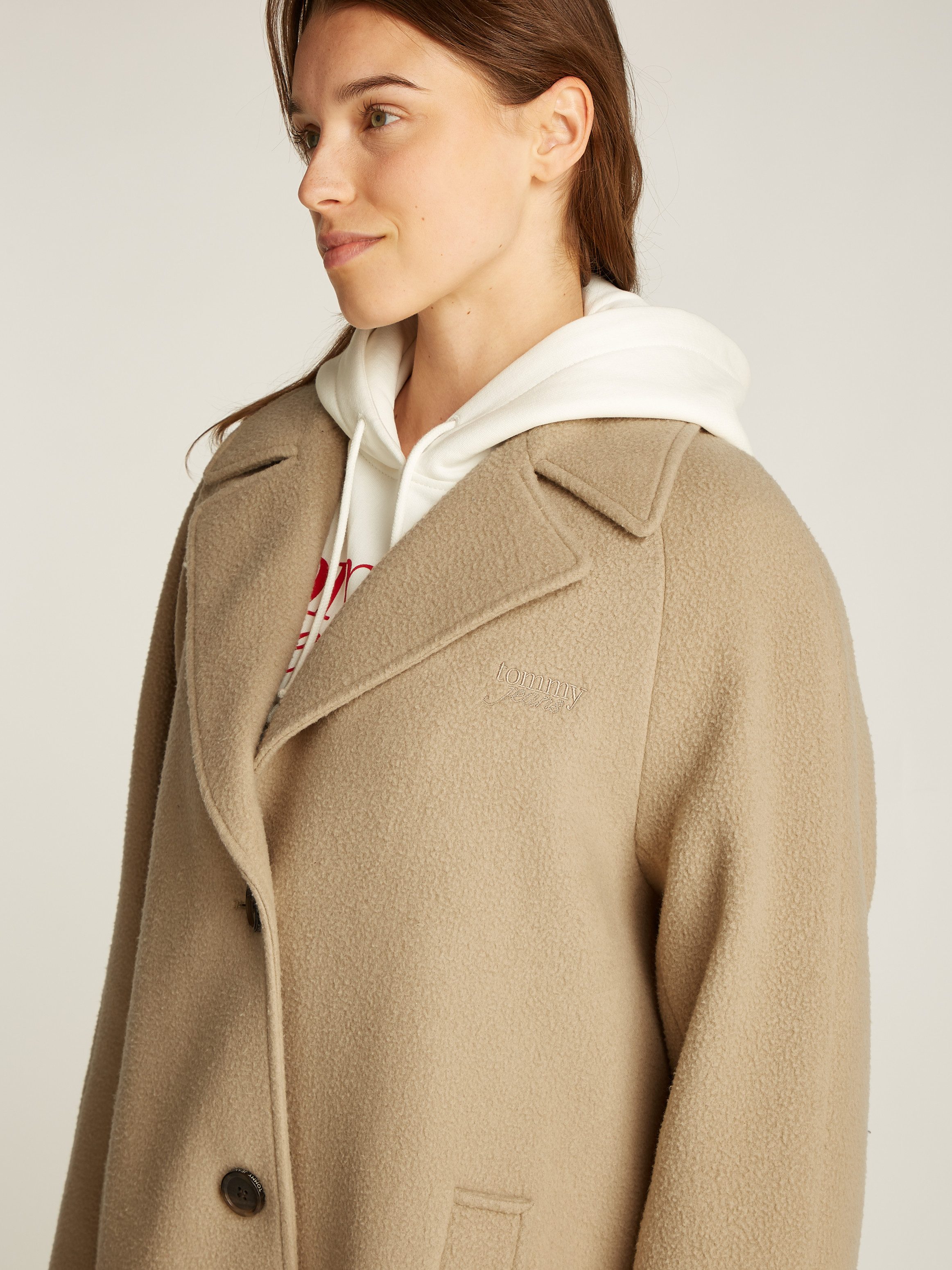 TOMMY JEANS Korte jas TJW WOOL COAT met wolaandeel