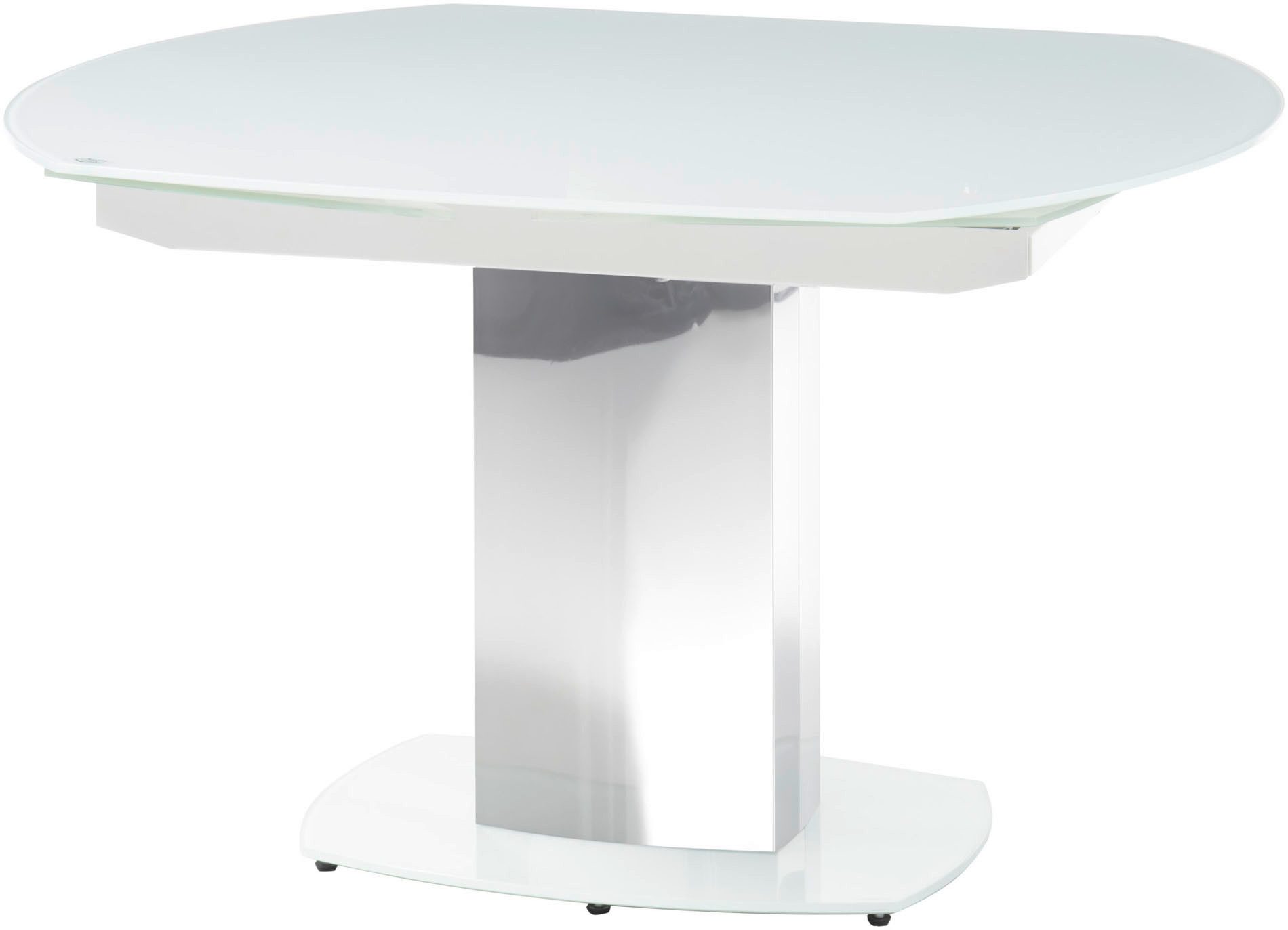 Stolkom Eettafel Jackson glazen tafel wit, uitschuifbare tafel, BxHxD 130-190x75x105 cm