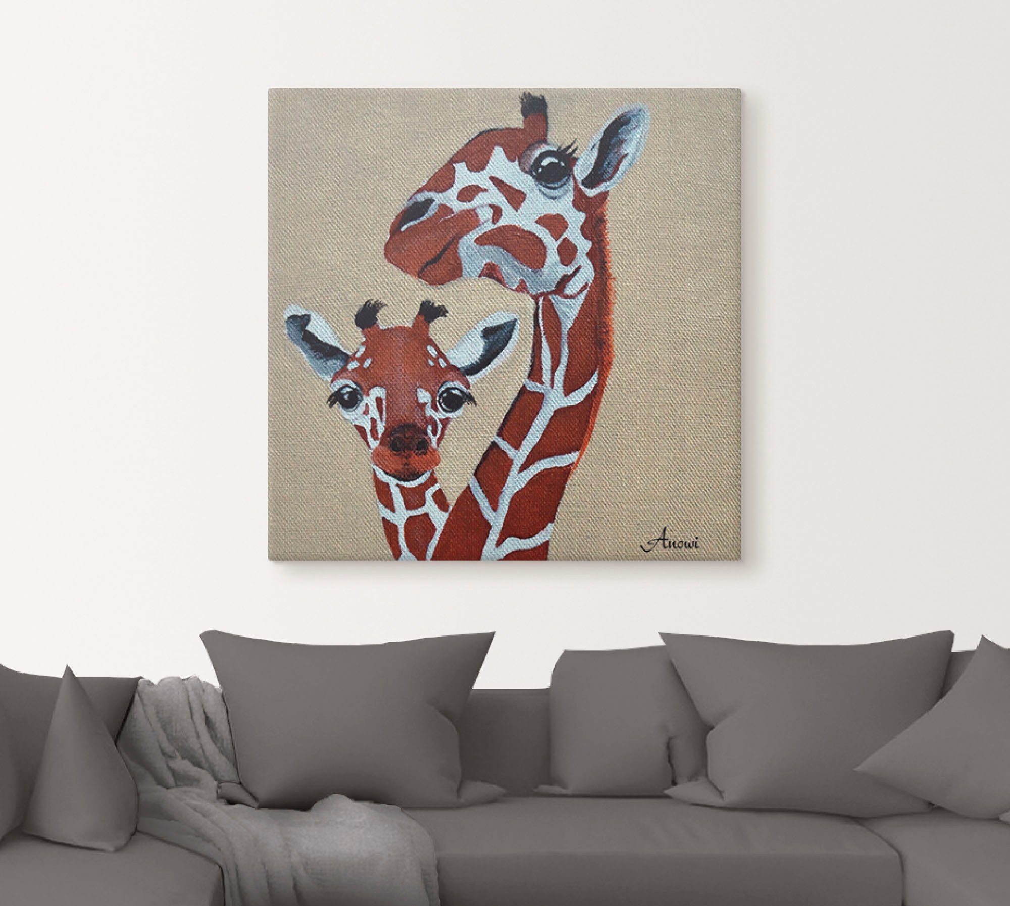 Artland Artprint op linnen Giraffen gespannen op een spieraam