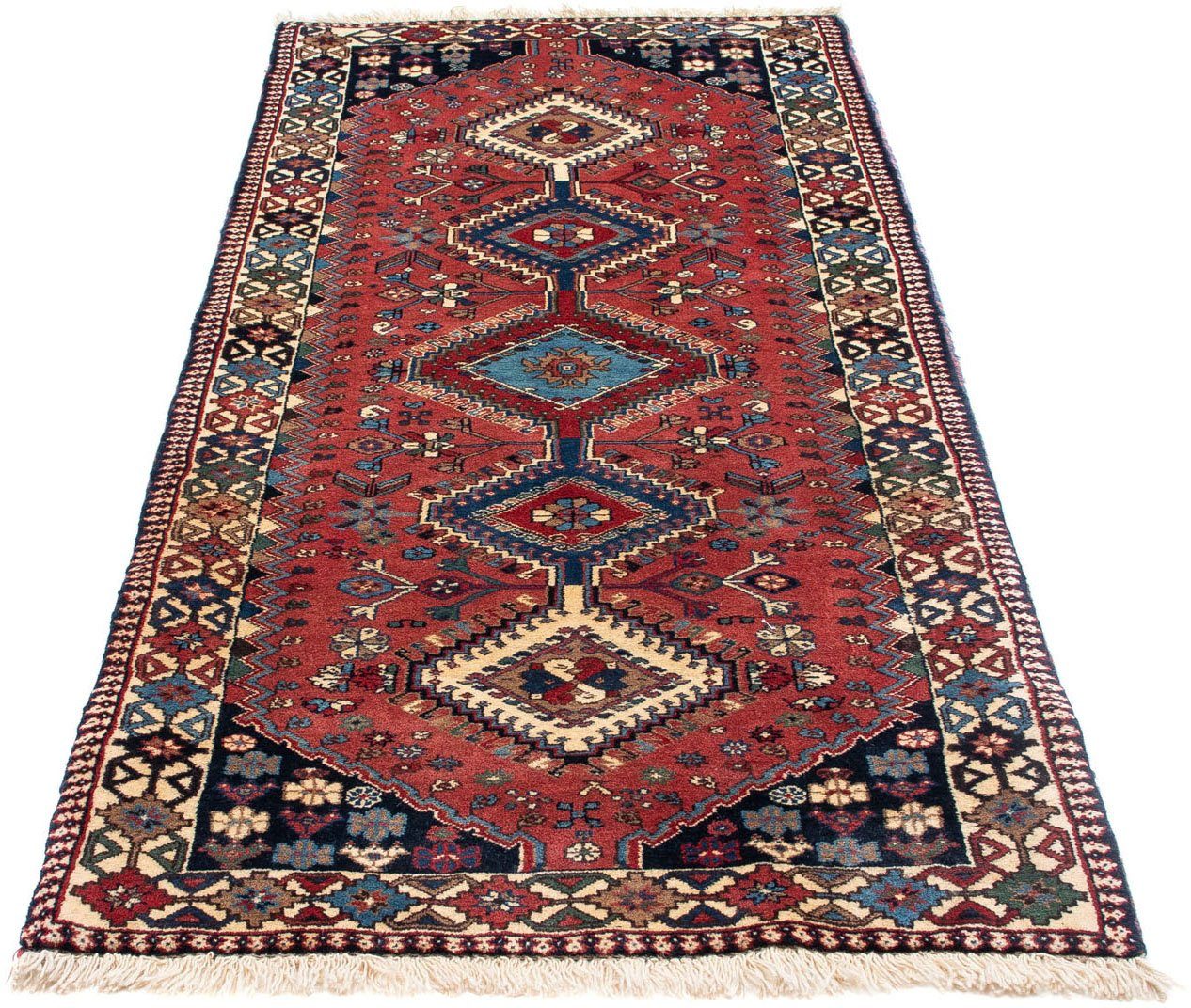 morgenland Wollen kleed Yalameh velden rosso chiaro 148 x 98 cm Handgeknoopt