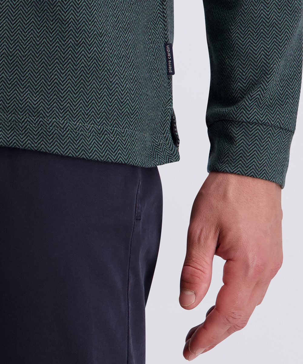 Pierre Cardin Poloshirt met lange mouwen met visgraatdessin