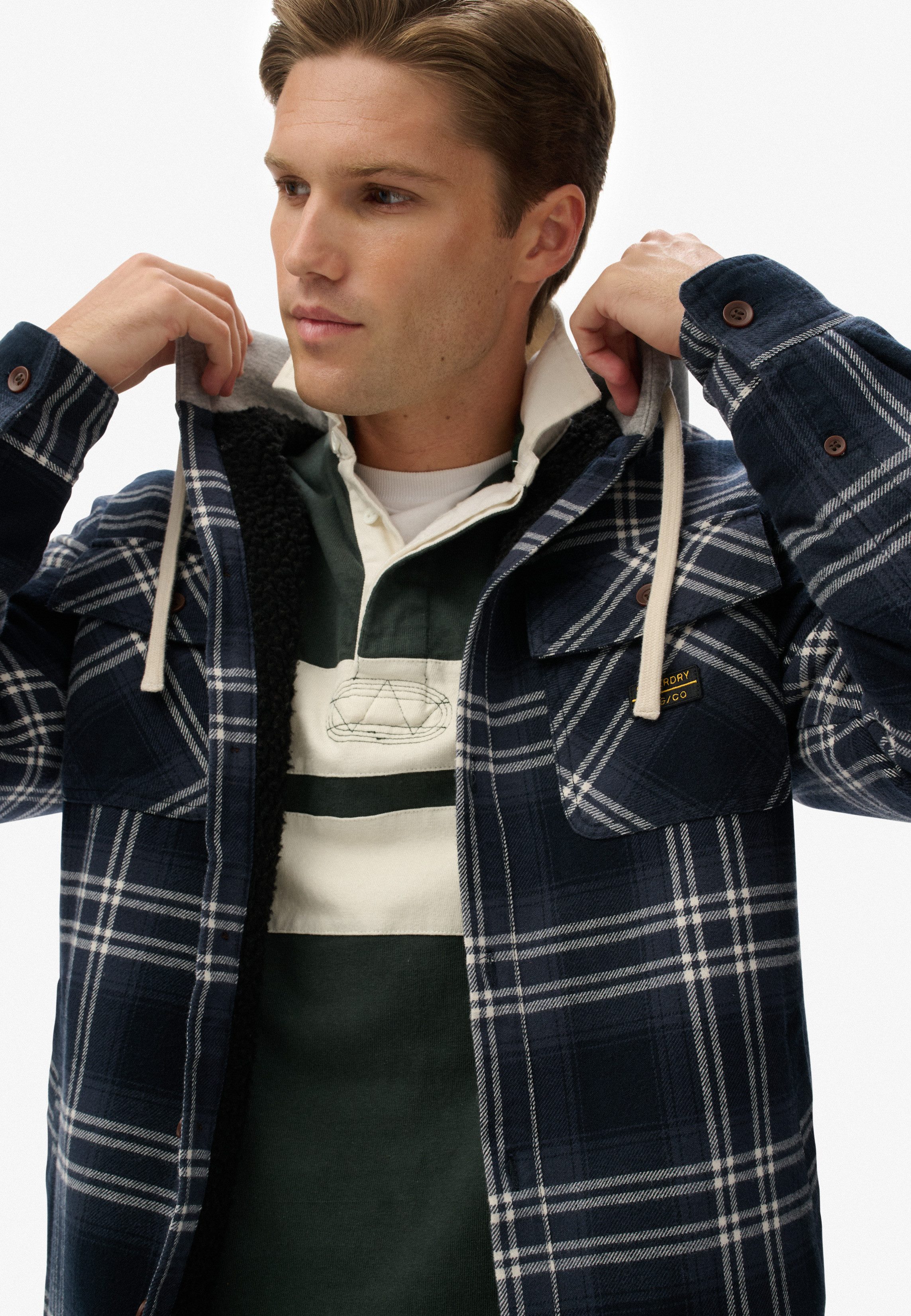 Superdry Overhemd met lange mouwen SURPLUS HOODED CHECK SHIRT
