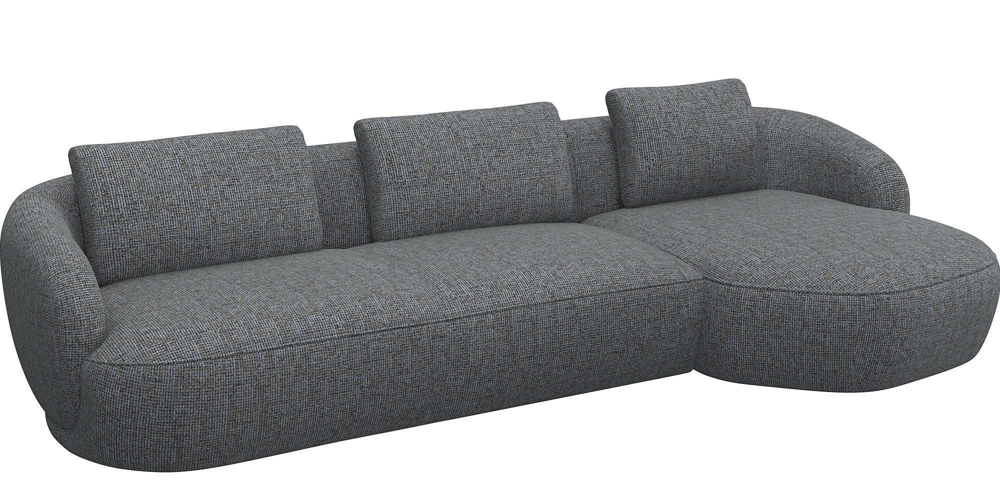 FLEXLUX Zithoek Torino, rond, L-vorm, bankhoek met recamière, longchair-sofa