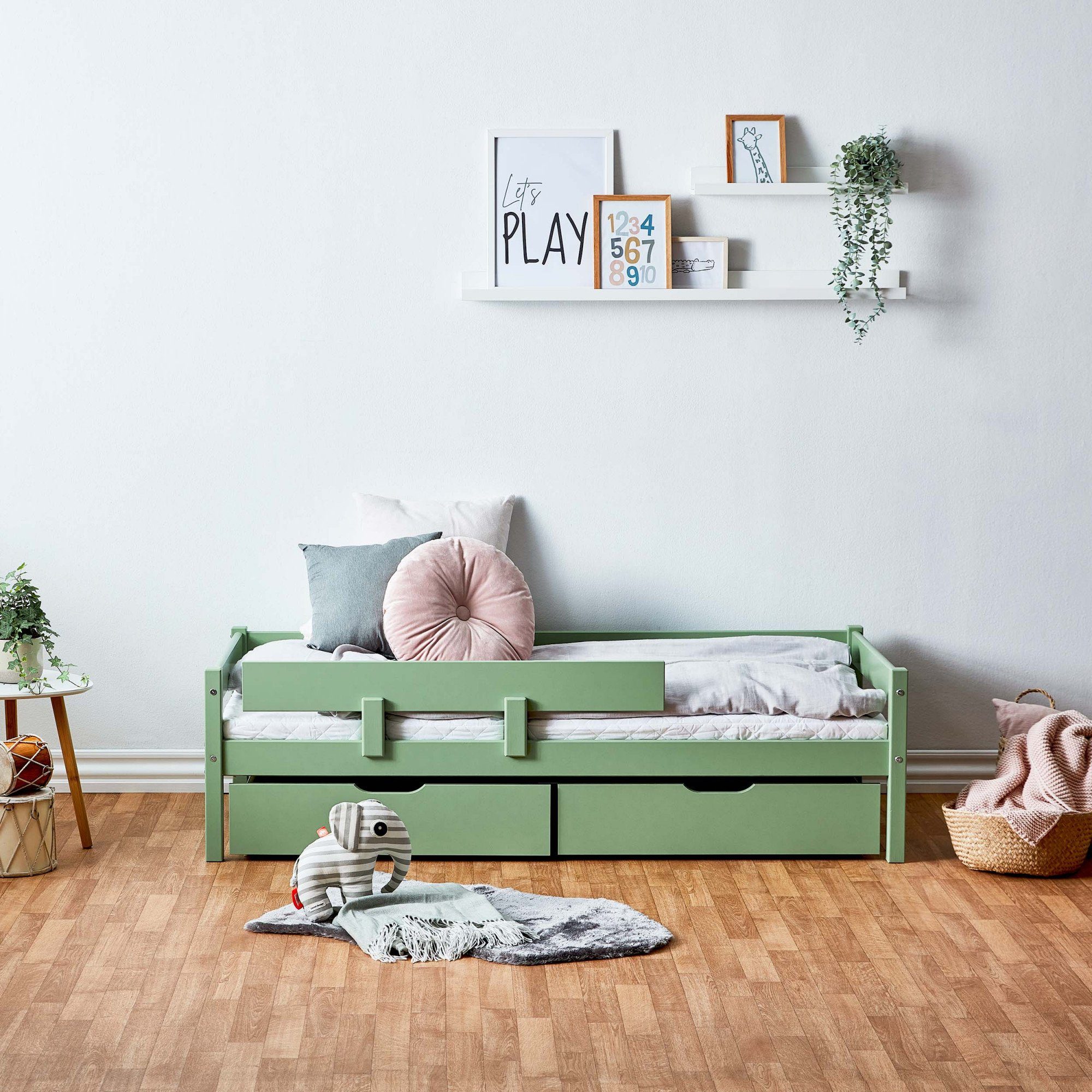 Lüttenhütt Kinderbed ECO One Kinderbed met valbeveiliging, met 2 laden