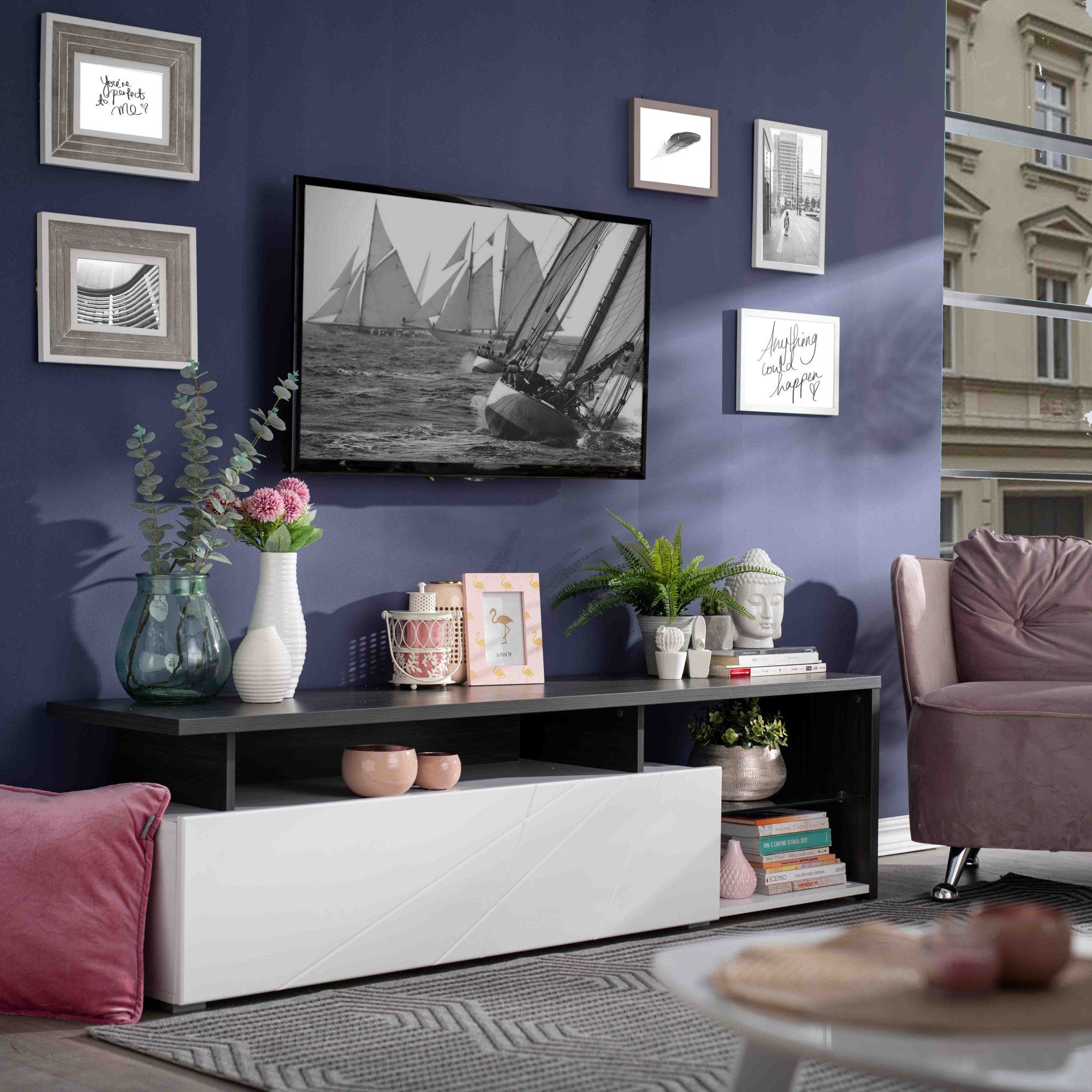 INOSIGN Tv-meubel Arctic TV-Board TV-kast, Br. 170 cm, met en zonder LED-verlichting, front met frezing