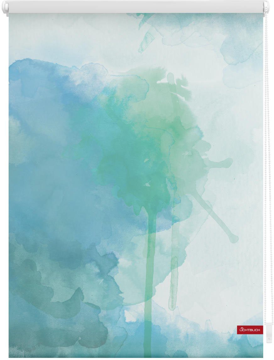 LICHTBLICK Rolgordijn met zijbediening Rolgordijn Klemmfix, zonder boren, verduistering, aquarel - blauw groen (1 stuk)