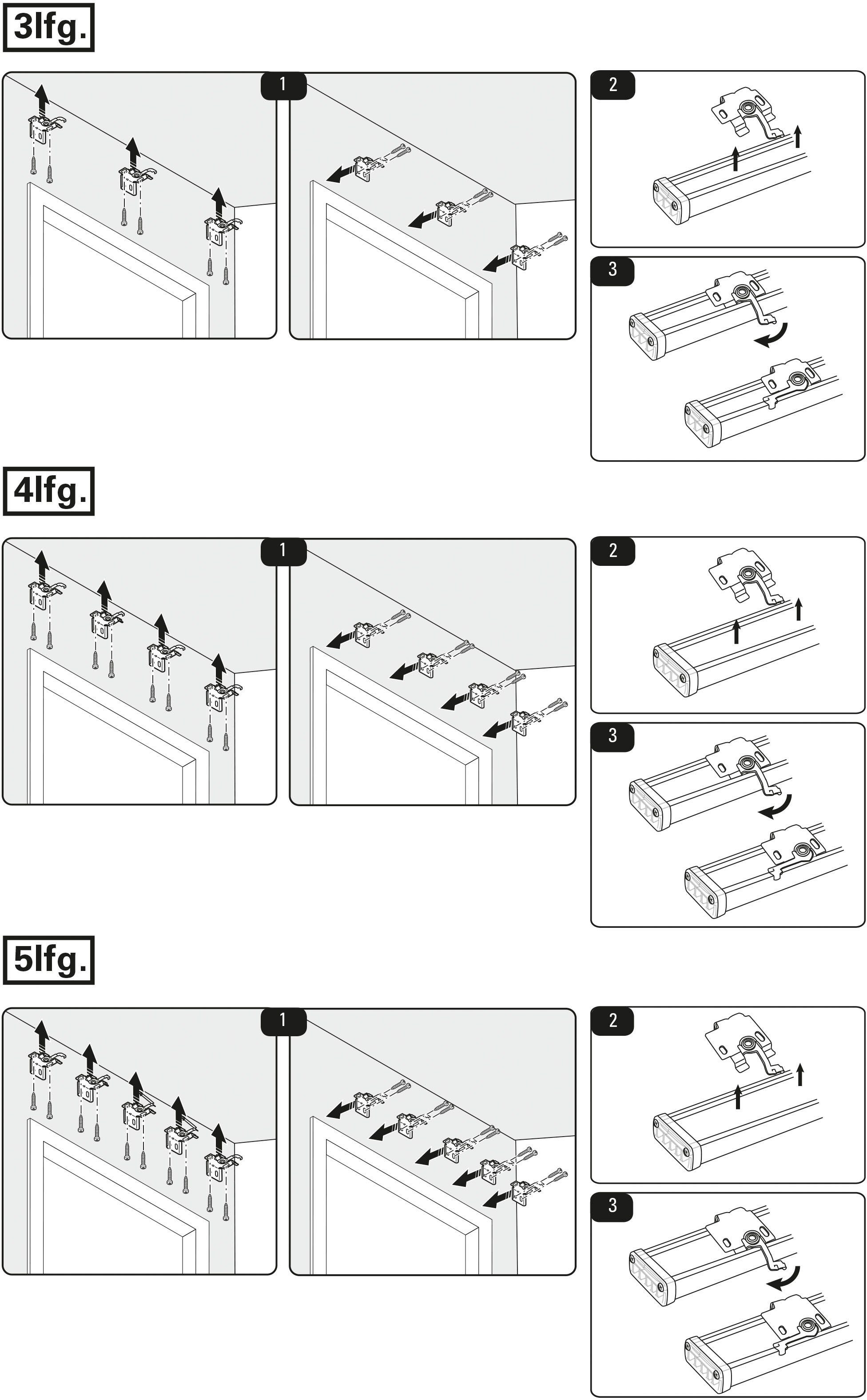 GARDINIA Paneelgordijnrail Comfort compleet set 3-rails (1 stuk)