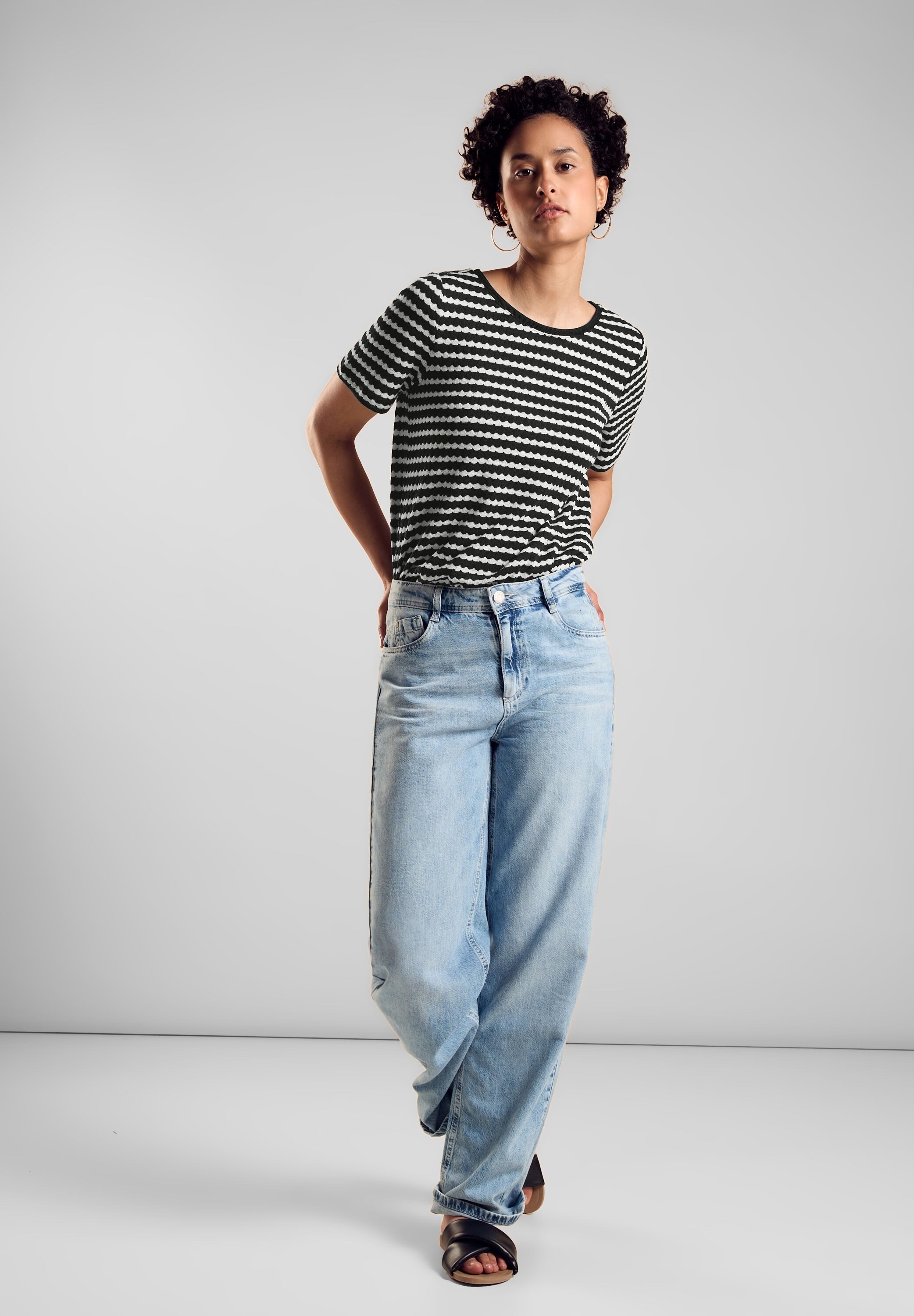 STREET ONE T-shirt met gebreide look