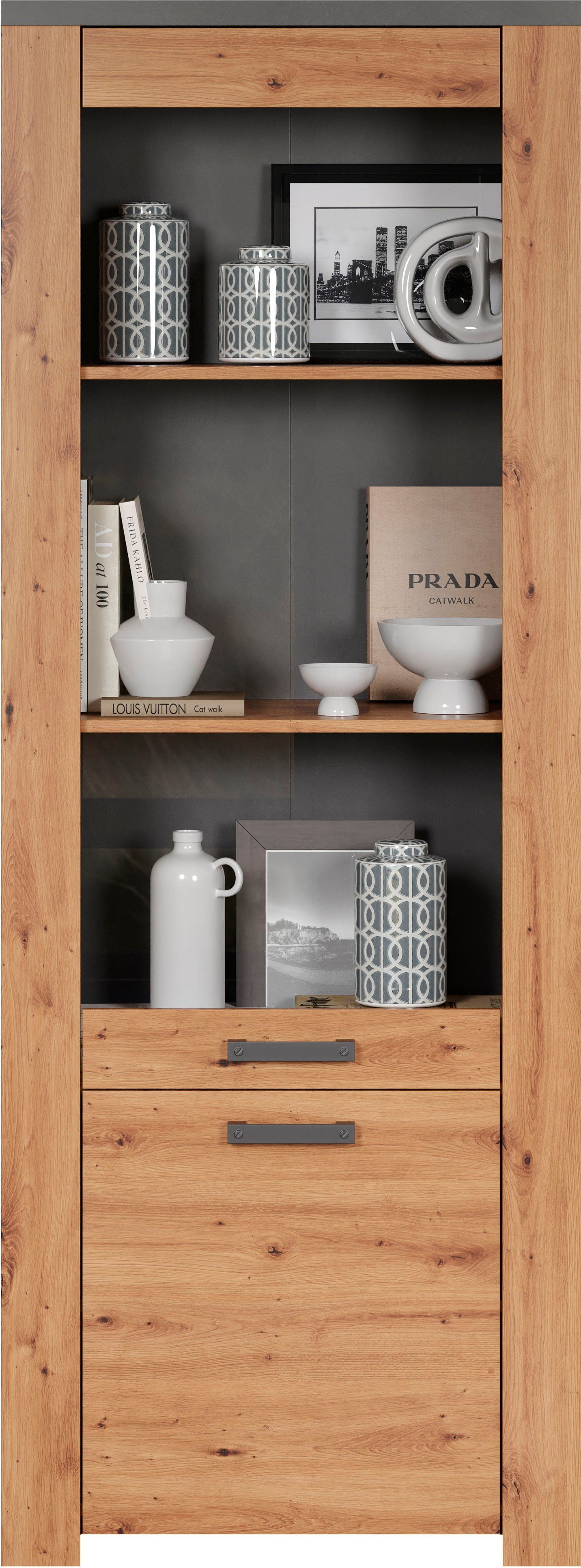 Home affaire Vitrinekast Ambres met glasdeur, breedte 73 cm, draairichting links of rechts (1 stuk)