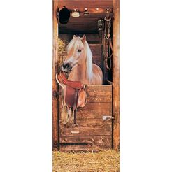 papermoon fotobehang horse in stable - deurbehang vlies, 2 banen, 90x 200 cm (2 stuks) multicolor