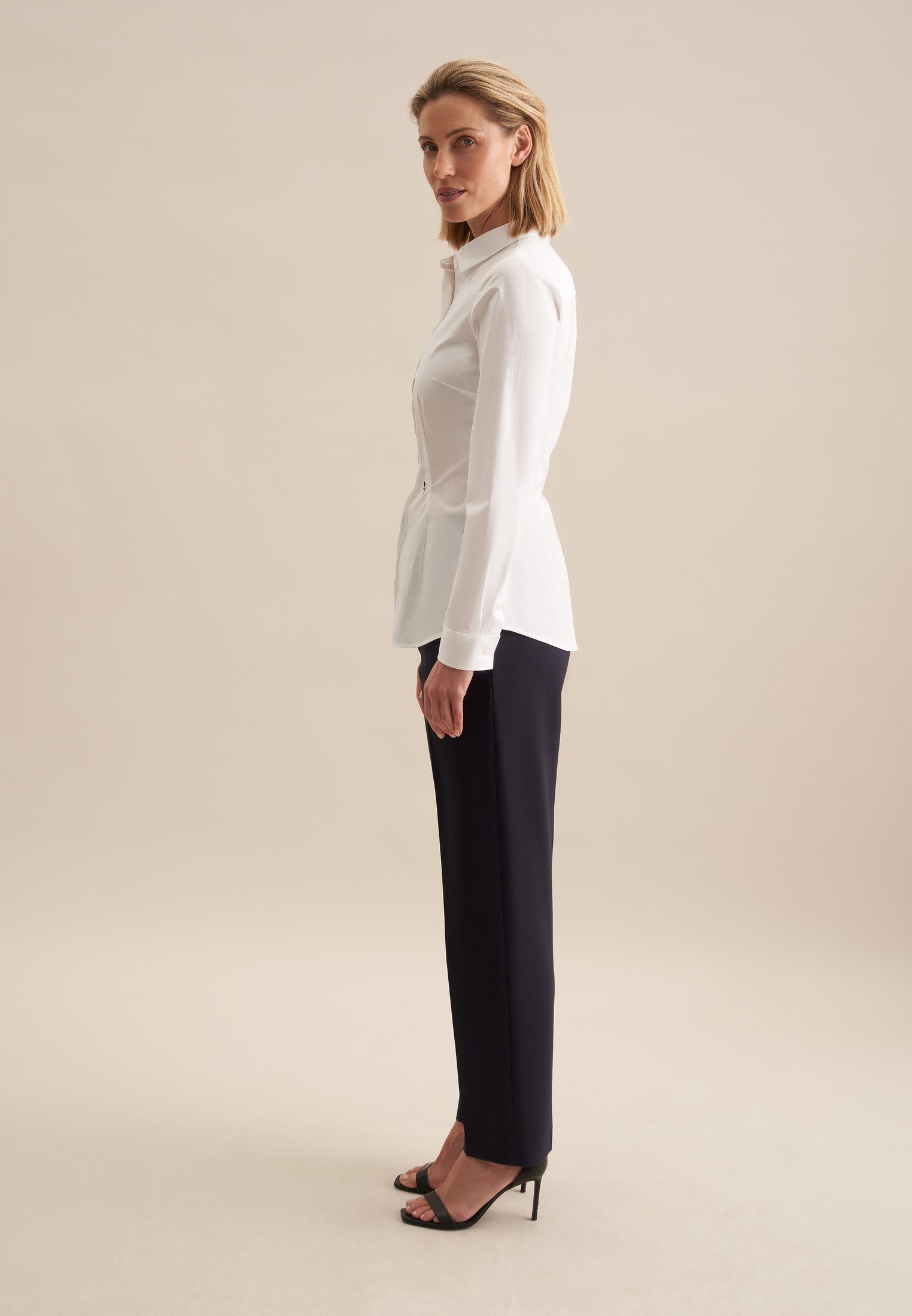 seidensticker Overhemdblouse Zwarte roos Lange mouwen kraag uni
