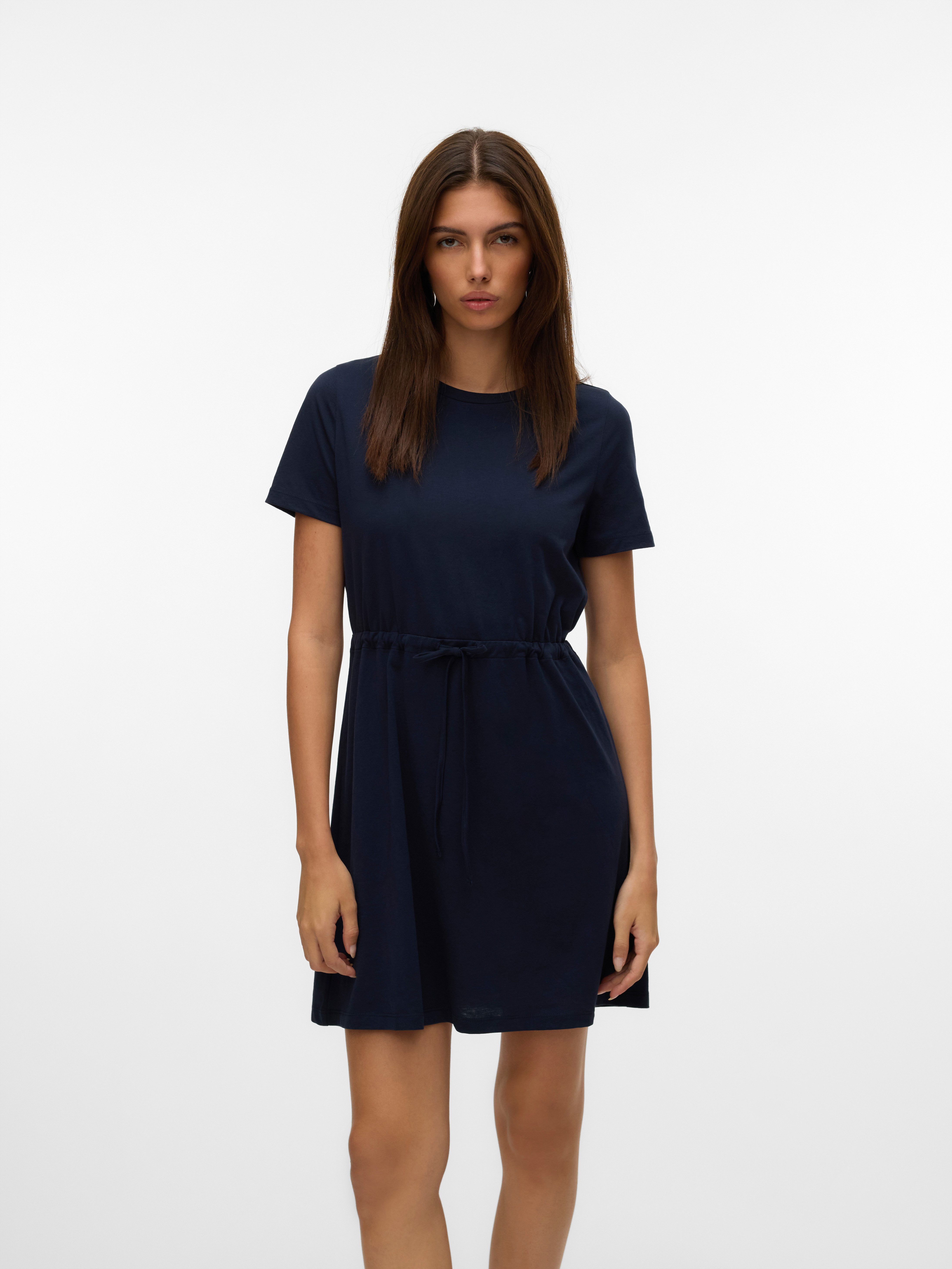 Vero Moda Shirtjurk VMLUNA SS SHORT STRING DRESS JRS NOOS