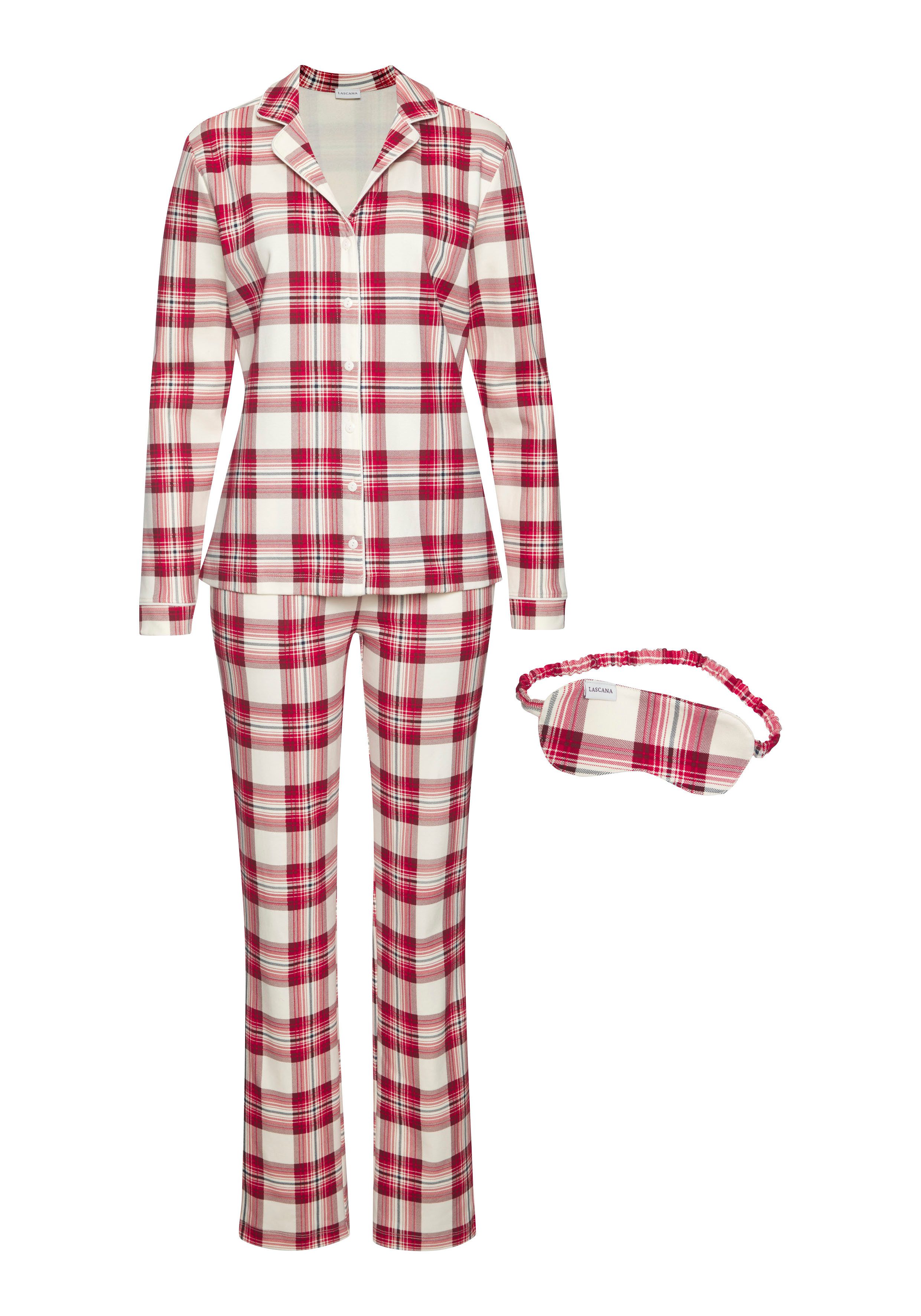 Lascana Pyjama incl. slaapmasker (set, 3-delig)