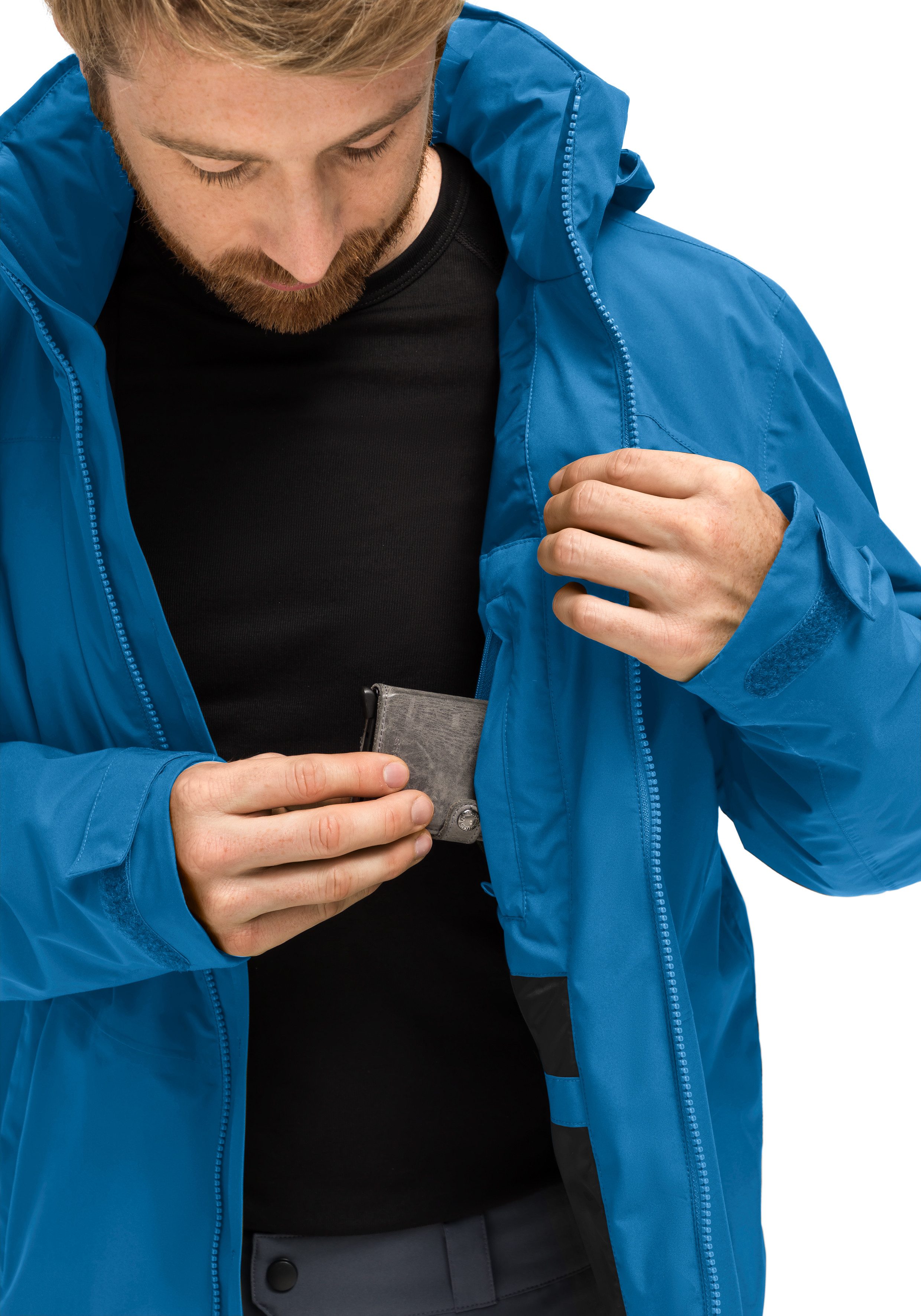 Maier Sports Outdoorjack Metor Therm Rec M Heren wandeljack, ademend en waterdicht, gewatteerde regenjack met capuchon