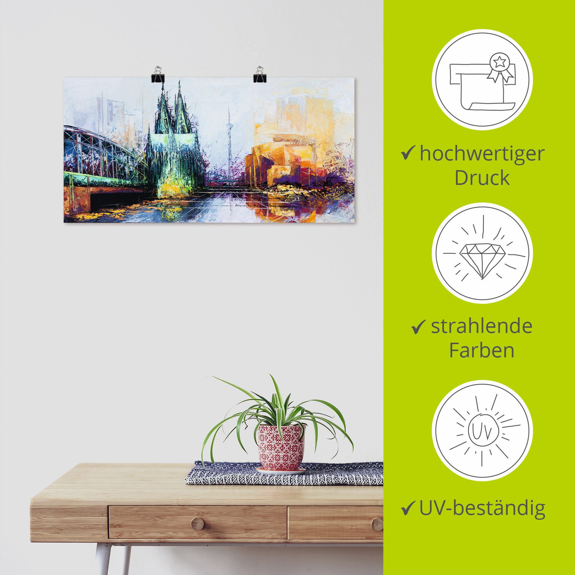Artland Artprint Keulen Skyline als artprint op linnen, poster in verschillende formaten maten