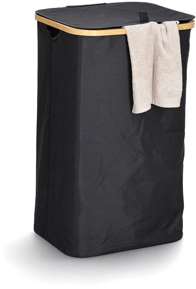 Zeller Present Wasmand Bamboe boog en klittenbandsluiting wasmanden zwart