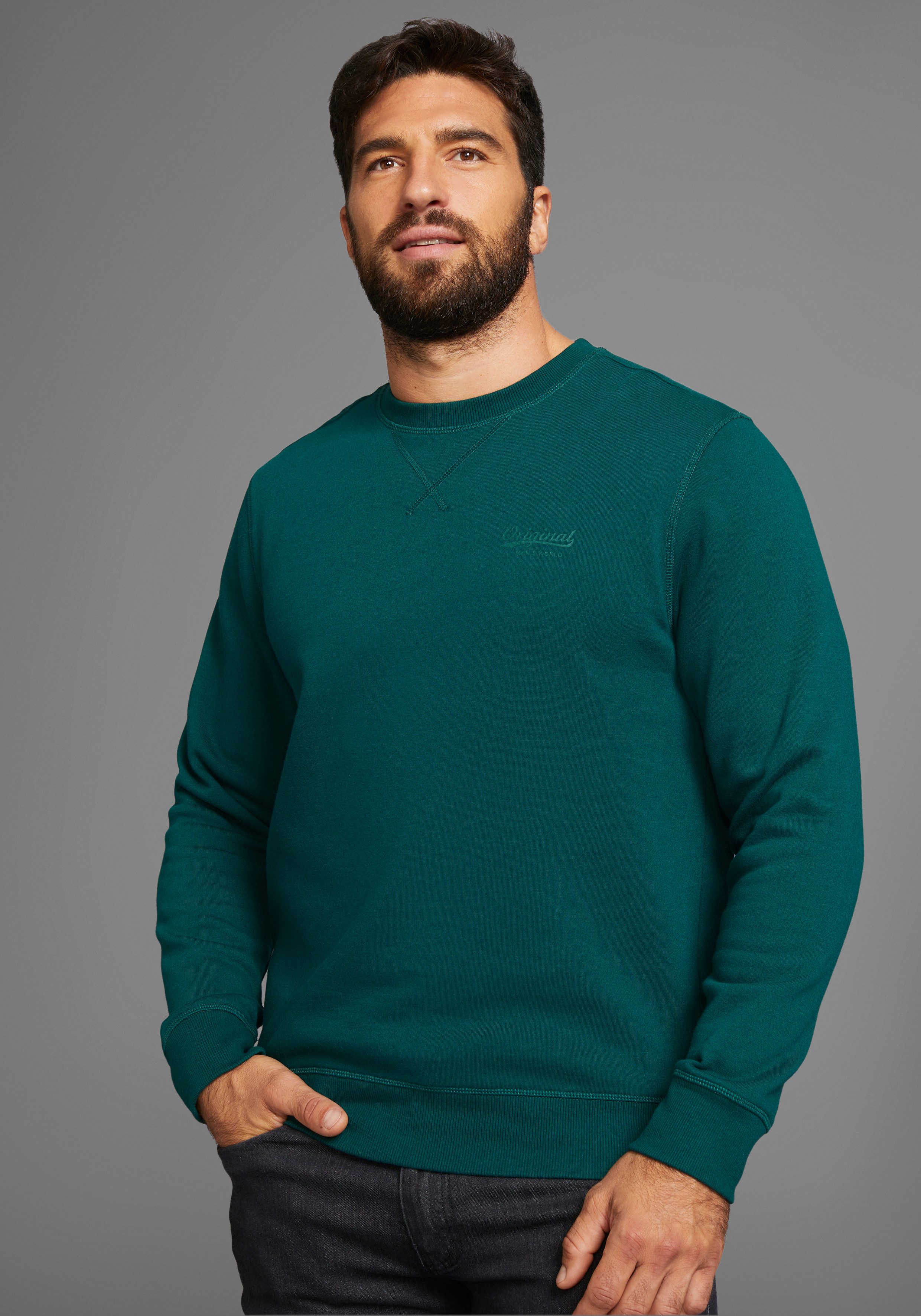 Man's World Sweatshirt Lange mouwen, basic-stijl, effen, ronde hals