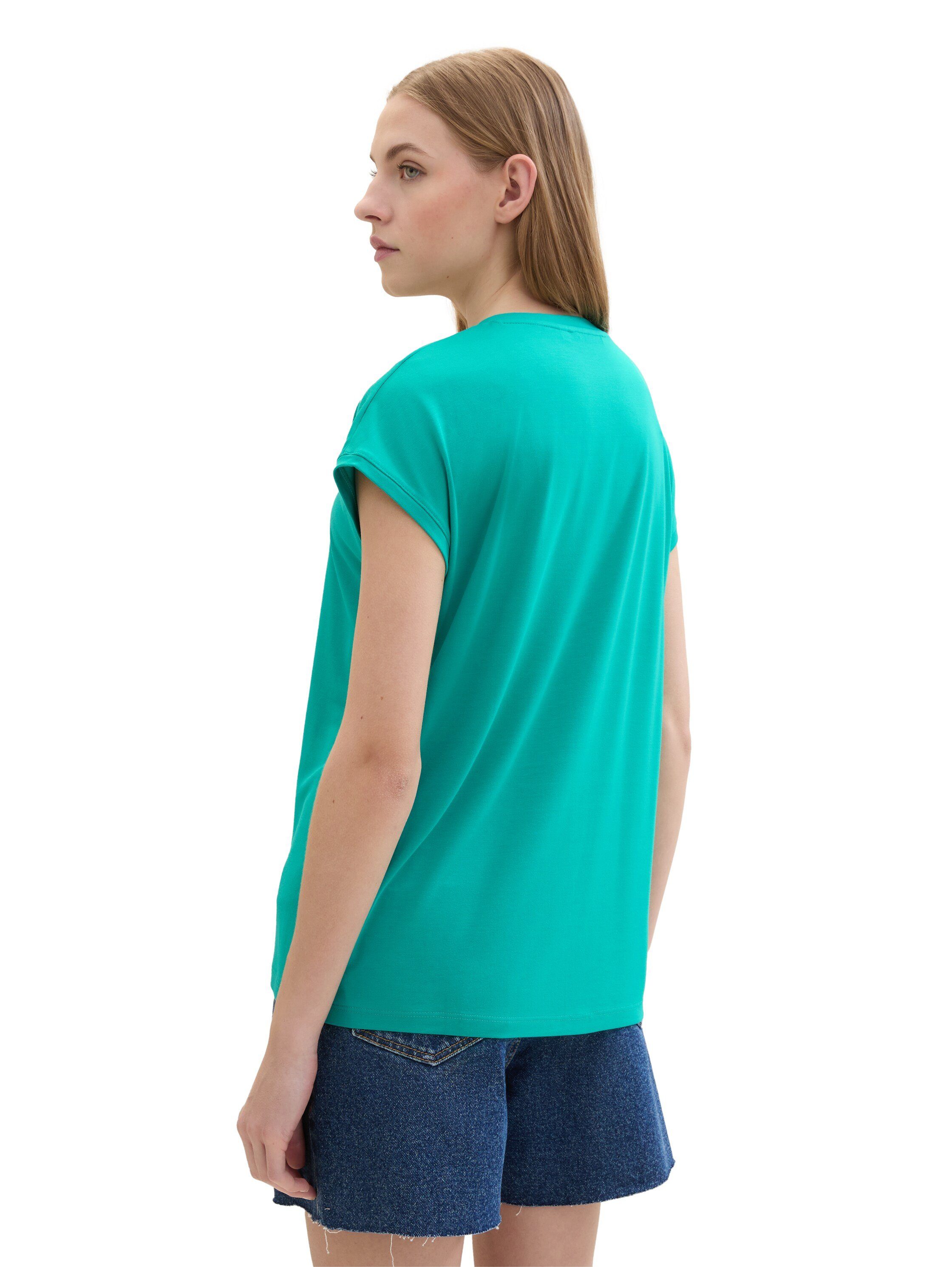 Tom Tailor Denim Shirt met V-hals gemaakt van viscose