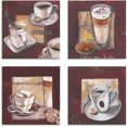 artland artprint op linnen koffie i, -ii, -iii, -iv (4 stuks) bruin