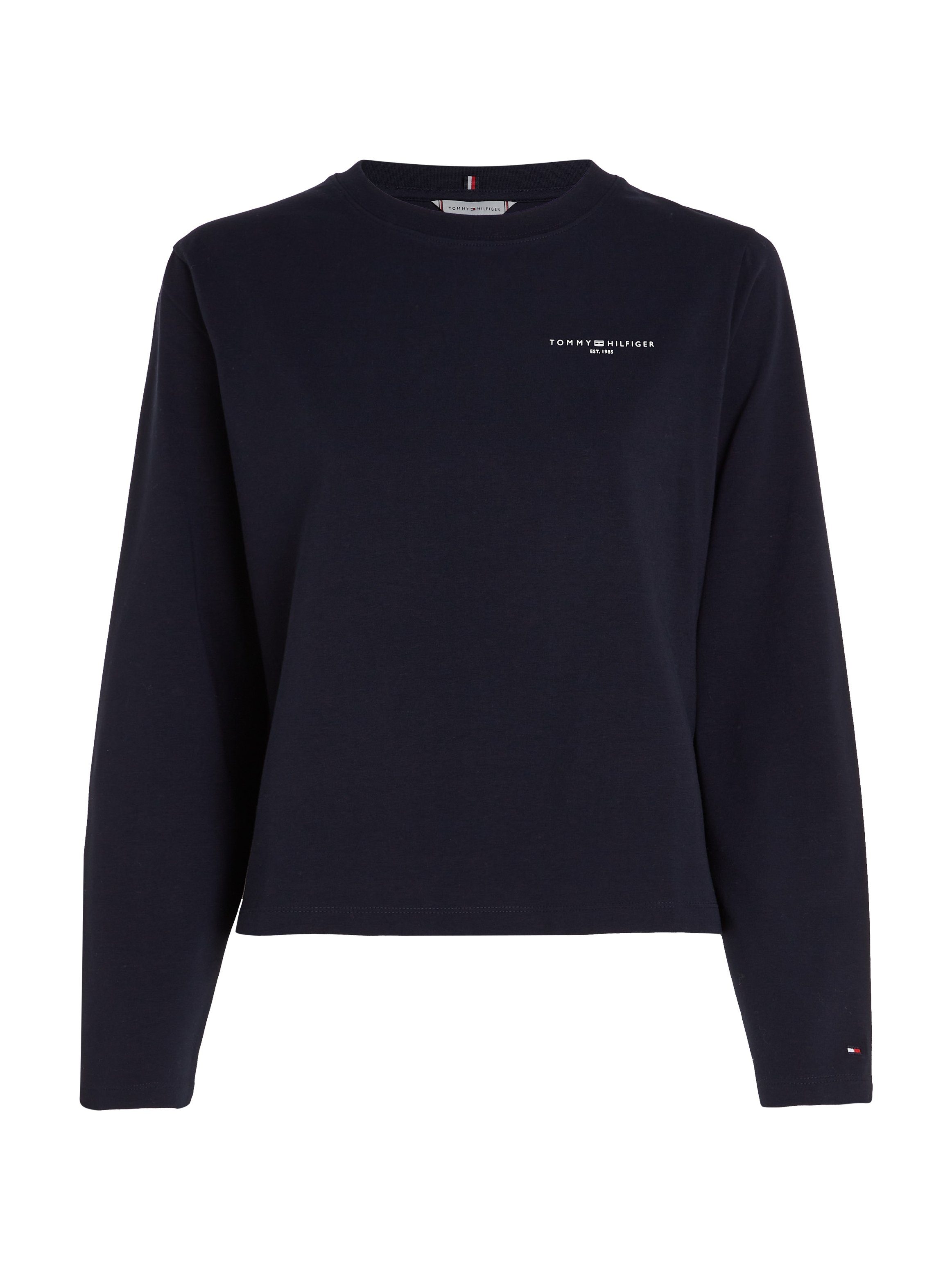 Tommy Hilfiger Shirt met lange mouwen 1985 REG MINI CORP LOGO C-NK LS met logo opschrift op borsthoogte
