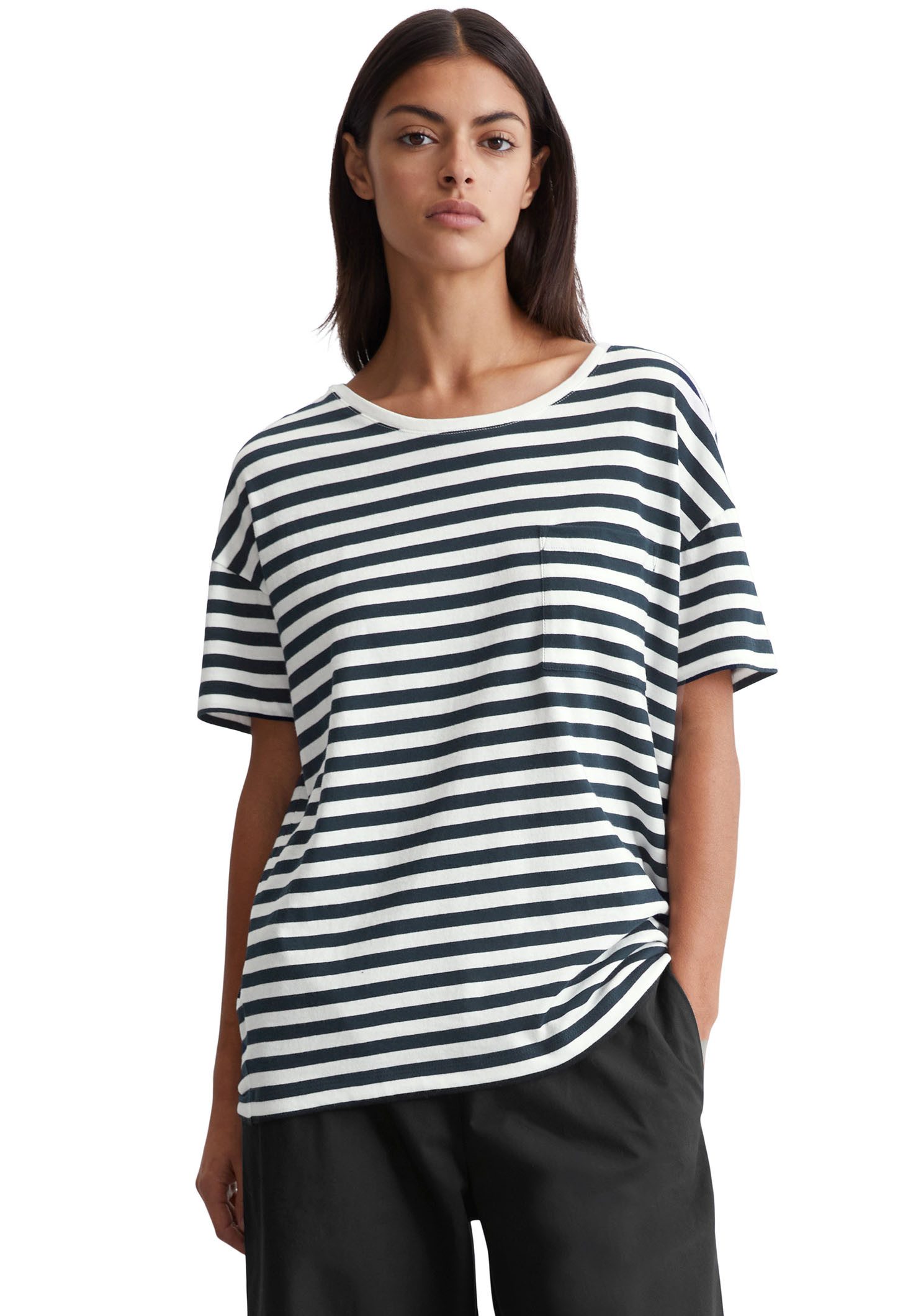 Marc O'Polo DENIM T-shirt van duurzame katoen gestreepte look