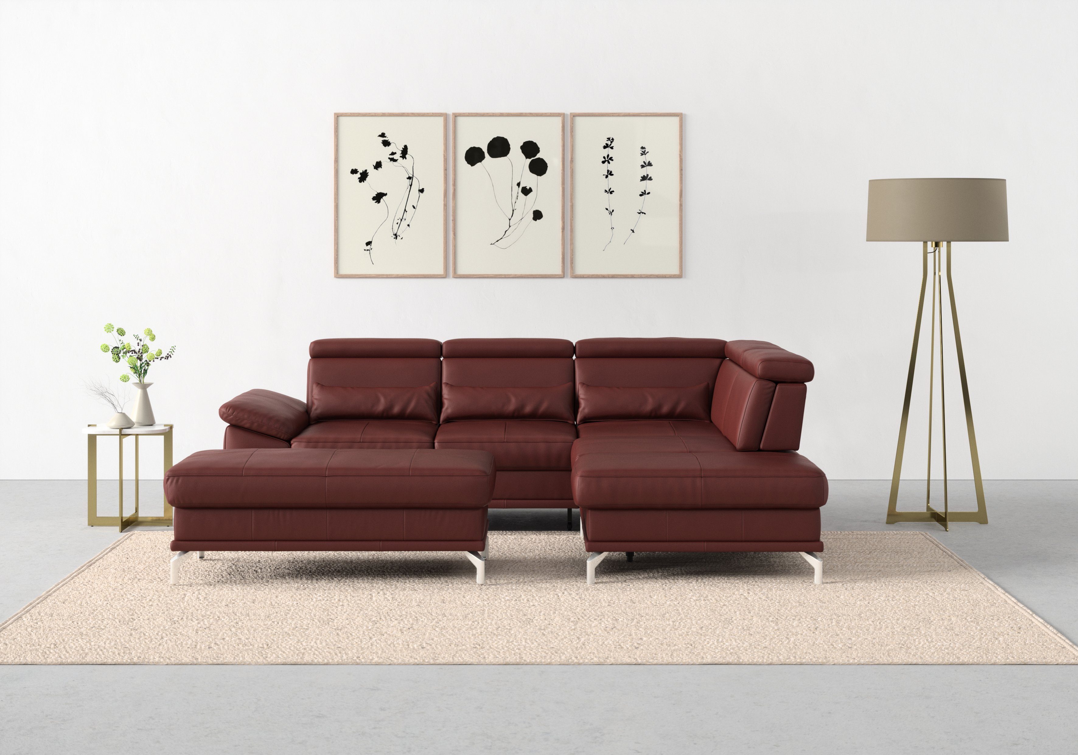 sit&more Hoekbank Cabrio L-vorm, B: 274 cm, met zitdiepte-, arm- & hoofdverstelling