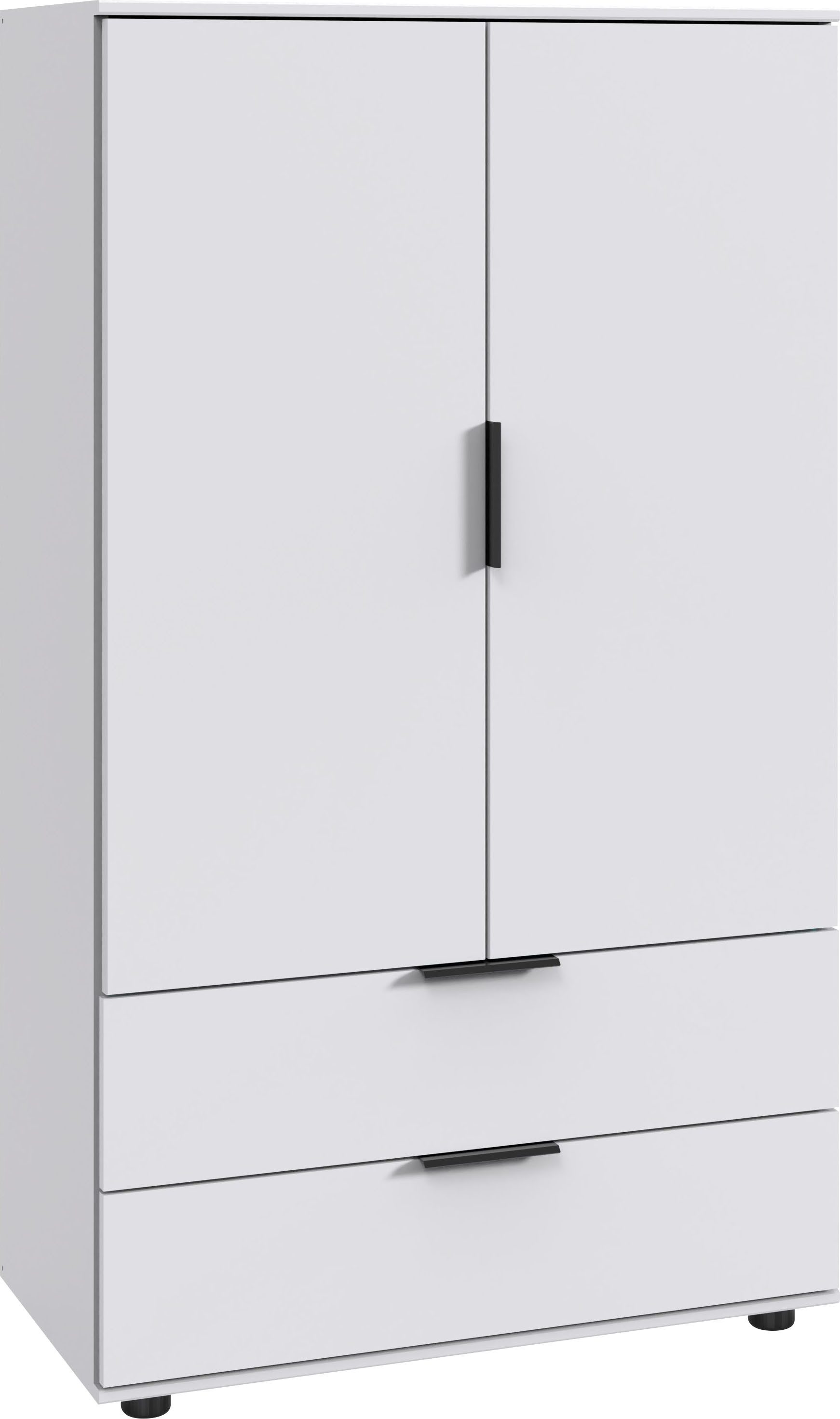 Wimex Waskast Easy Plus kledingkast garderobe 2 lades, 81 of 130 cm breed in verschillende kleuren, moderne look met zwarte metalen handgrepen