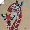 artland artprint giraffen in vele afmetingen  productsoorten -artprint op linnen, poster, muursticker - wandfolie ook geschikt voor de badkamer (1 stuk) beige