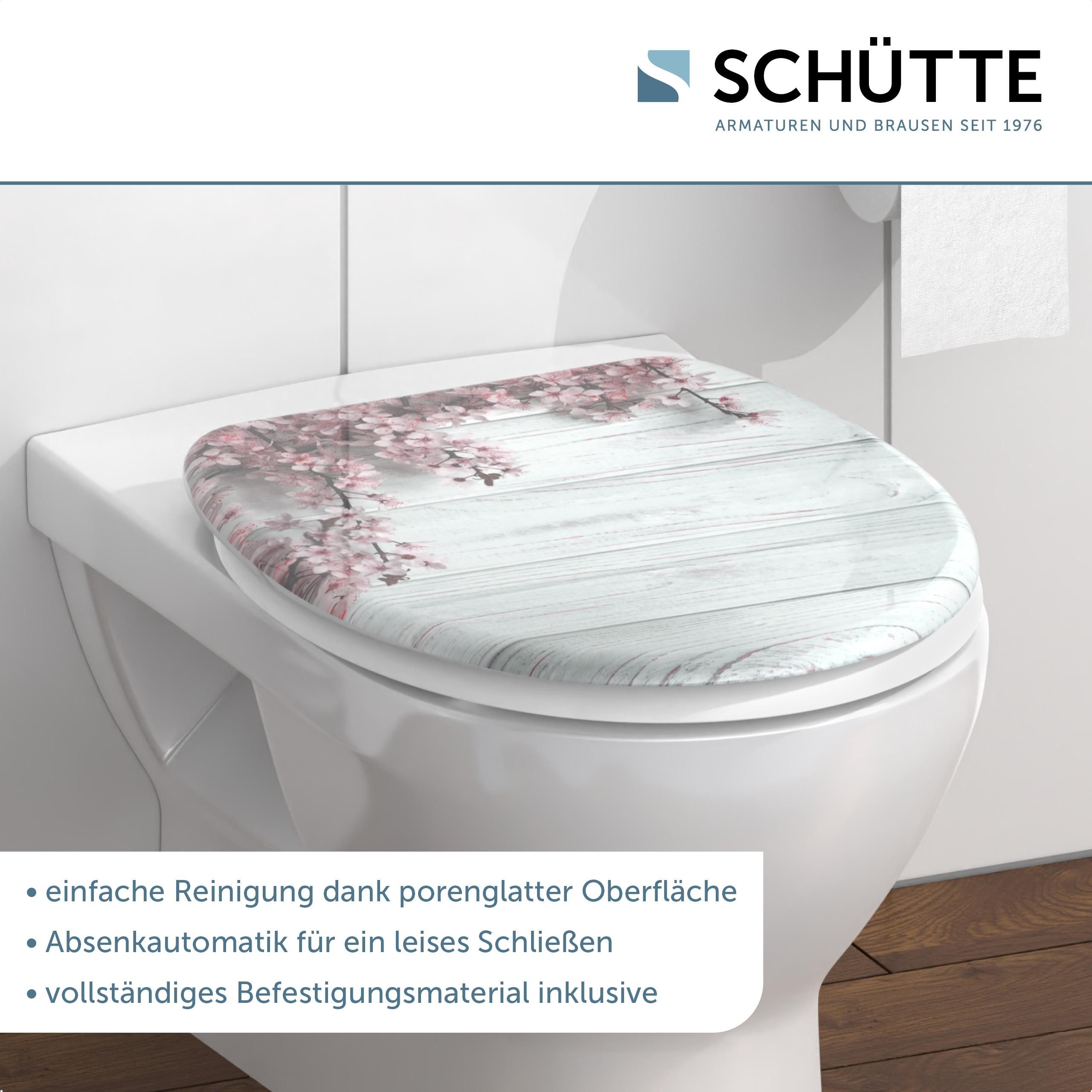Schütte Toiletzitting Flowers&Wood Duroplast, softclosemechanisme, motiefprint