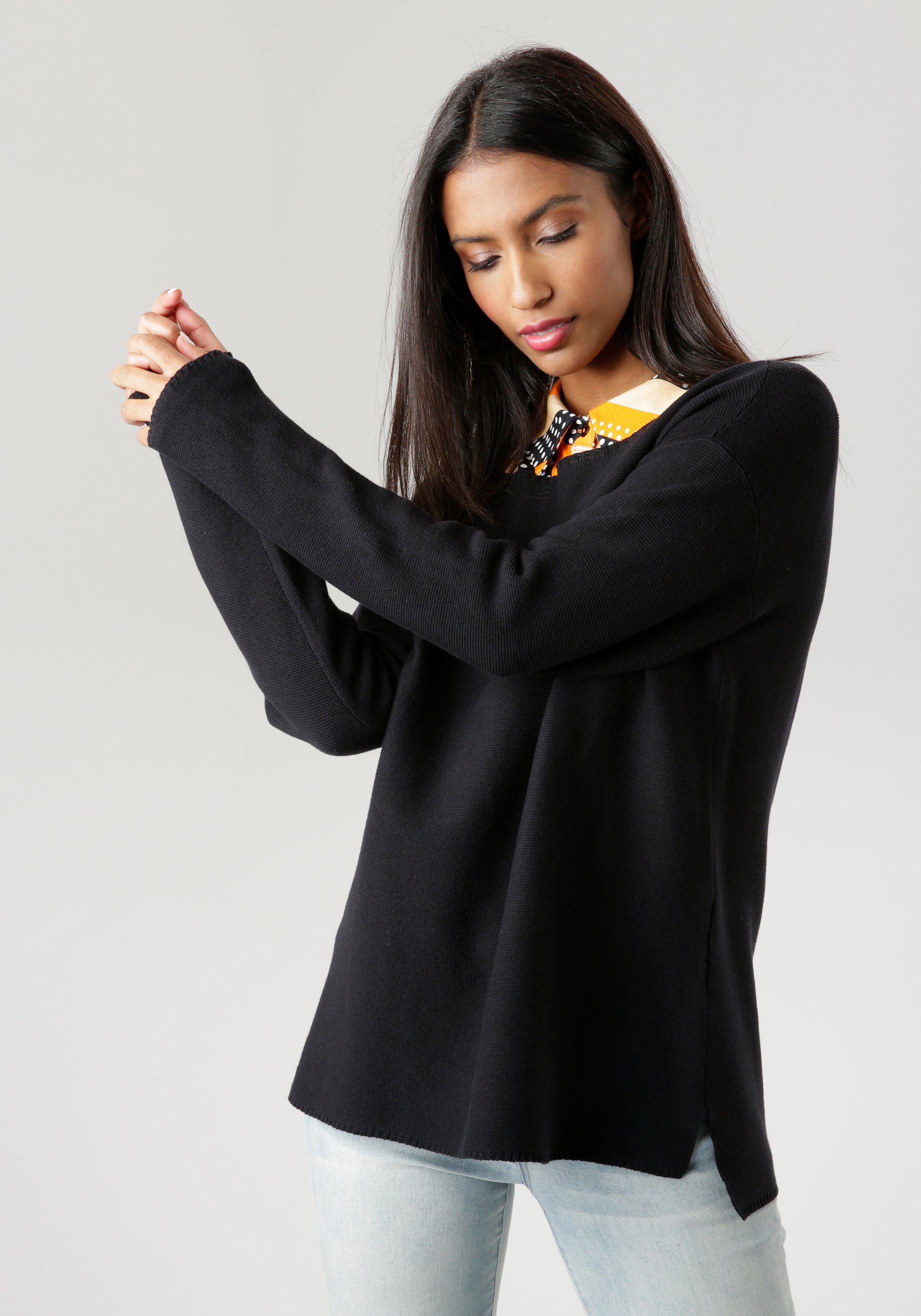 Aniston SELECTED Gebreide trui met boothals nieuwe collectie