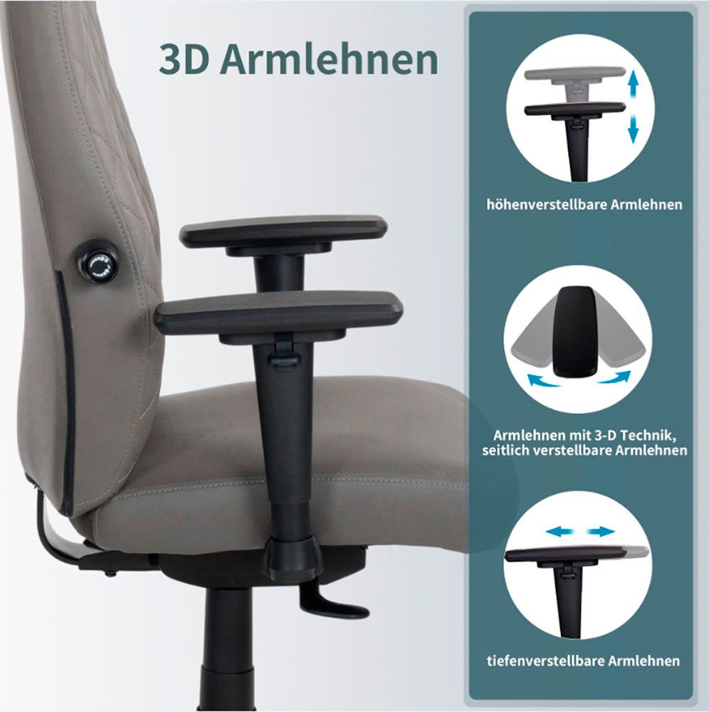 Places of Style Bureaustoel TEOR 3-d armleuningen, zitdiepte- en hoogteverstelling, lendensteun (1 stuk)