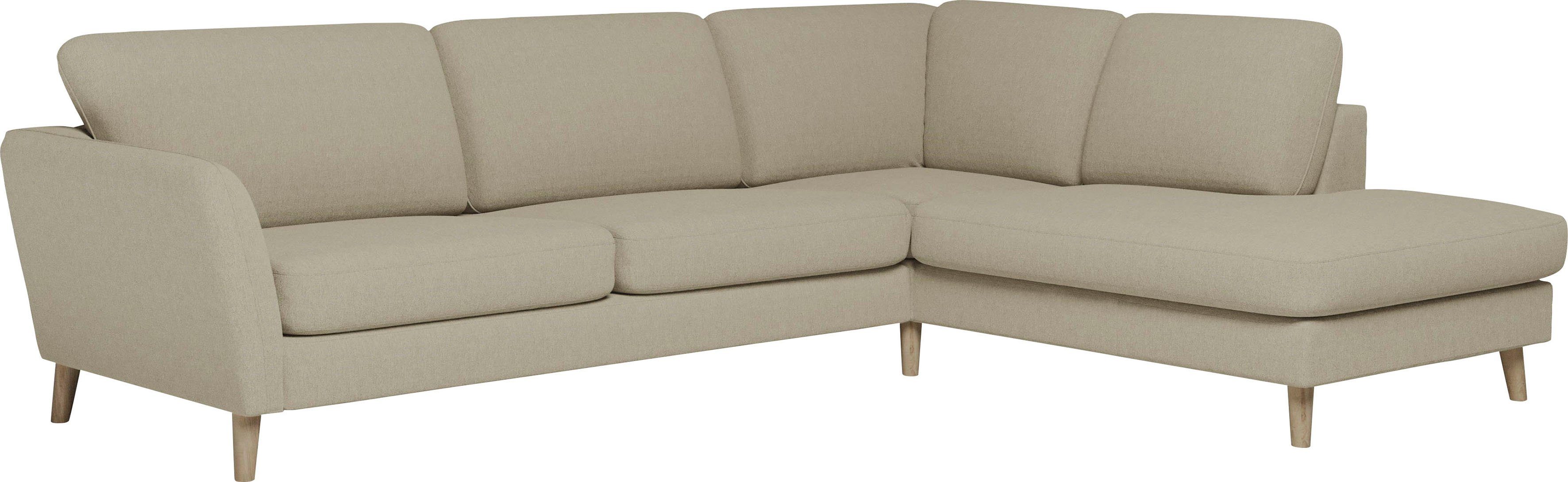 Home affaire Hoekbank MARSEILLE 278x202 cm, L-model, Ottom. Rechts/links Massief houten poten van eiken, in verschillend overtrekken en kleurvarianten