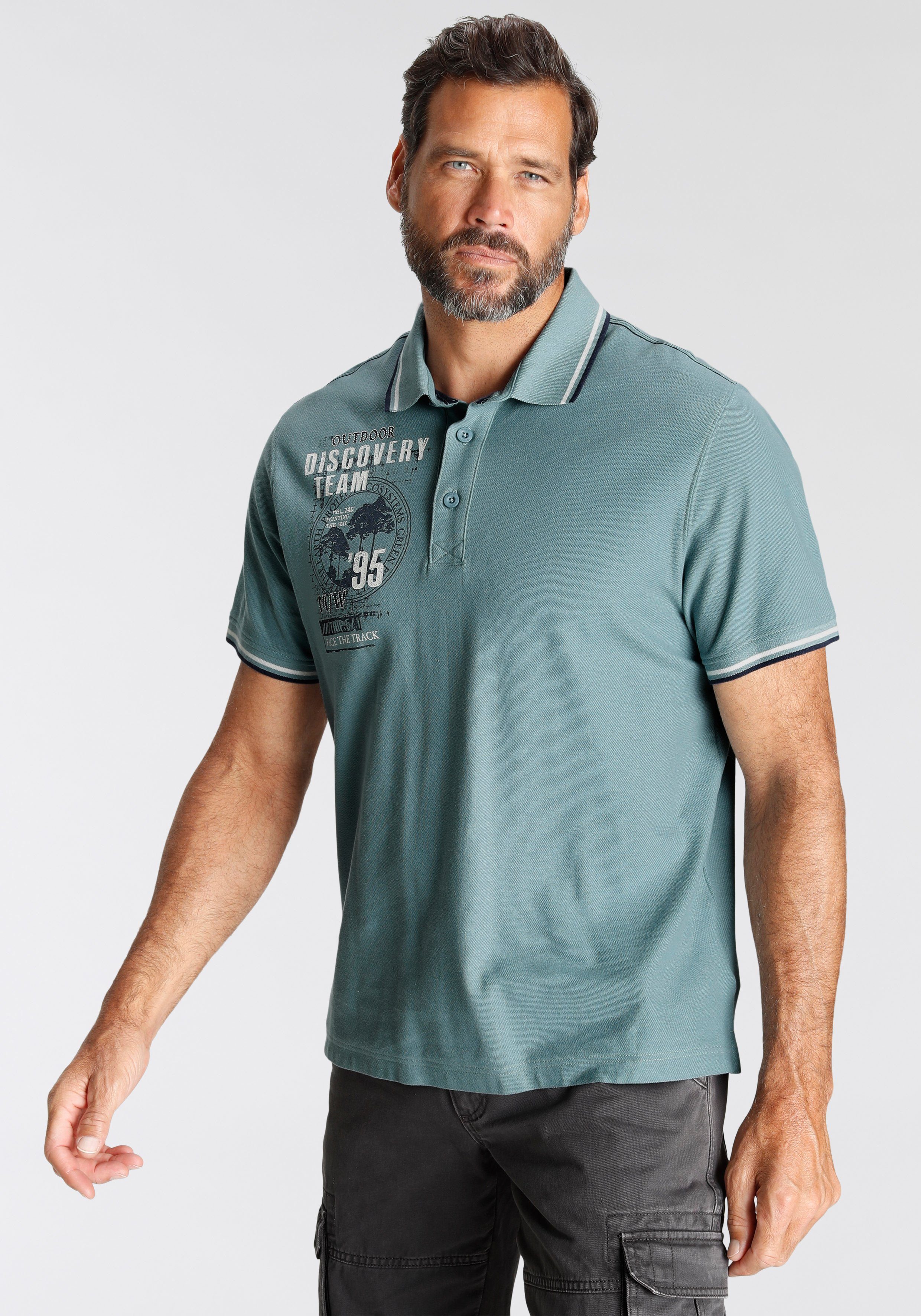 Man's World Poloshirt Korte mouwen, casual pasvorm, met trendy print, polokraag