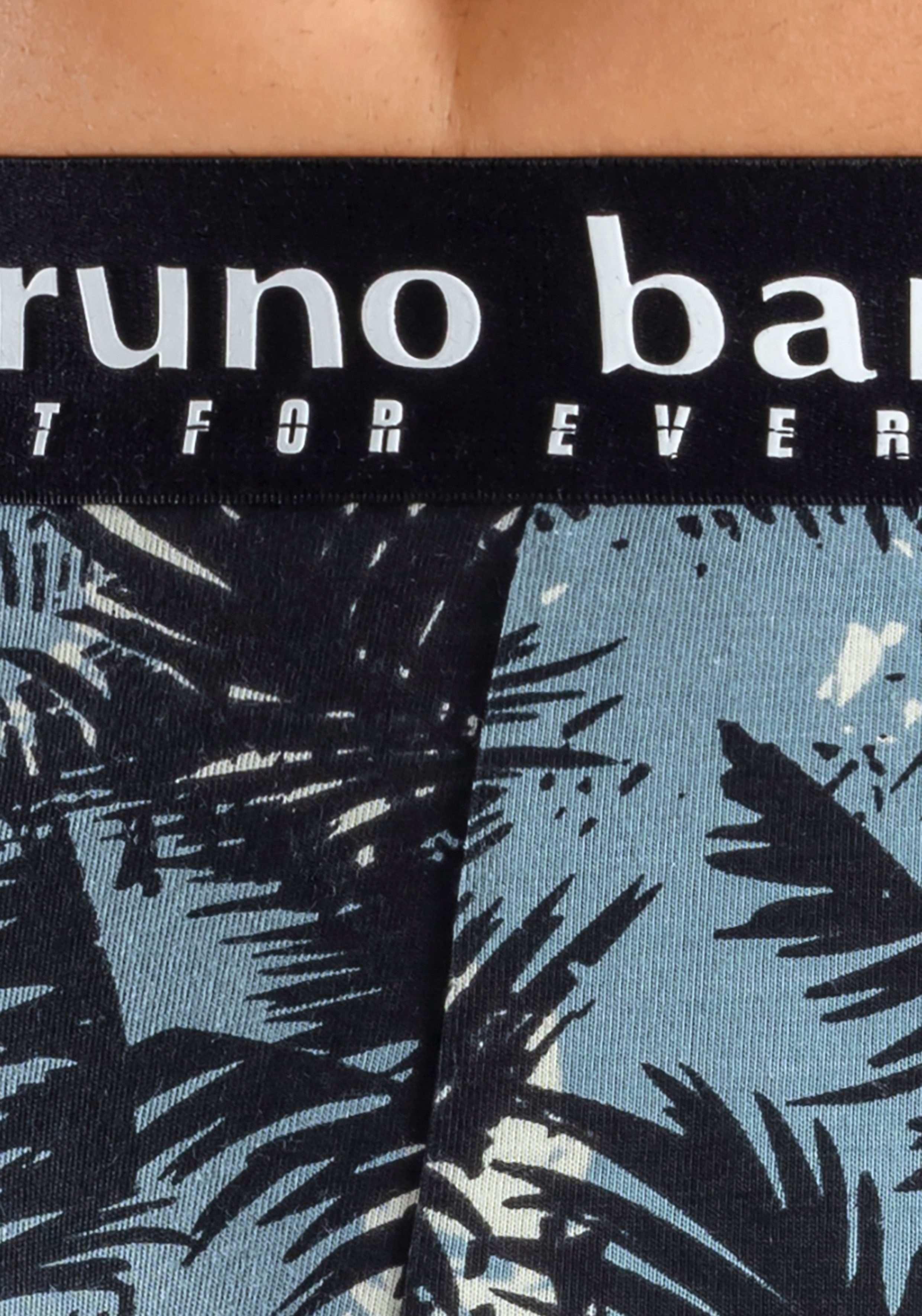 Bruno Banani Lange boxershort met palmprint en effen van katoenmix (4 stuks Set van 4)