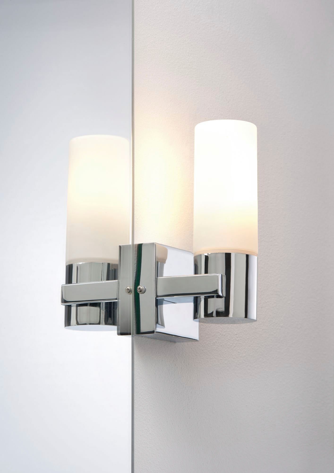 Paulmann Led-wandlamp Gemini IP44 20W 2-pack Chroom, Satin, Metaal, Glas E14, Gemini IP44 20W 2-pack chroom, satijn, metaal, glas (2 stuks)