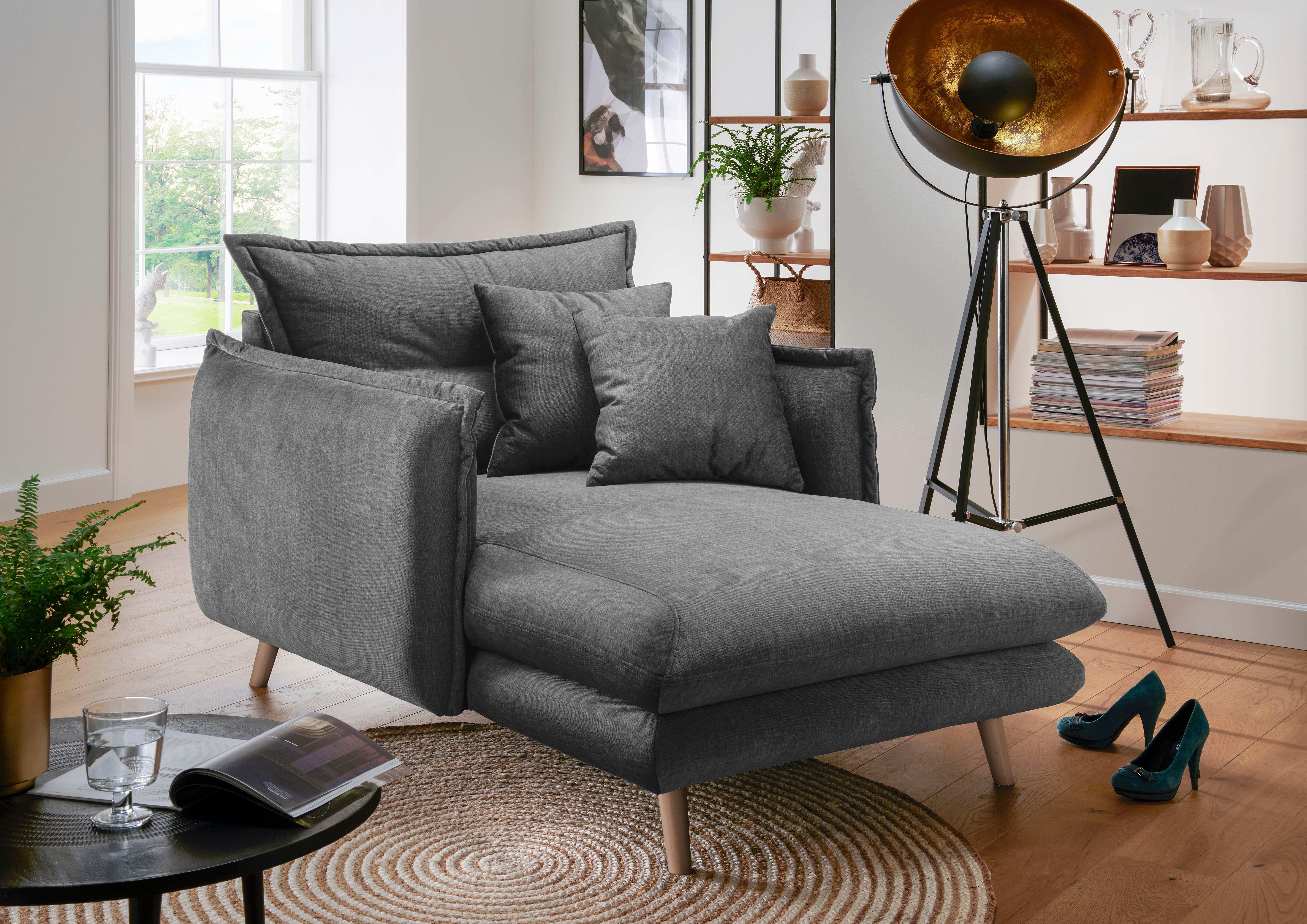 INOSIGN Loveseat LAZIO moderne fauteuil met een comfortabele bekleding, 2 stuks decoratieve sierkussens fauteuils grijs