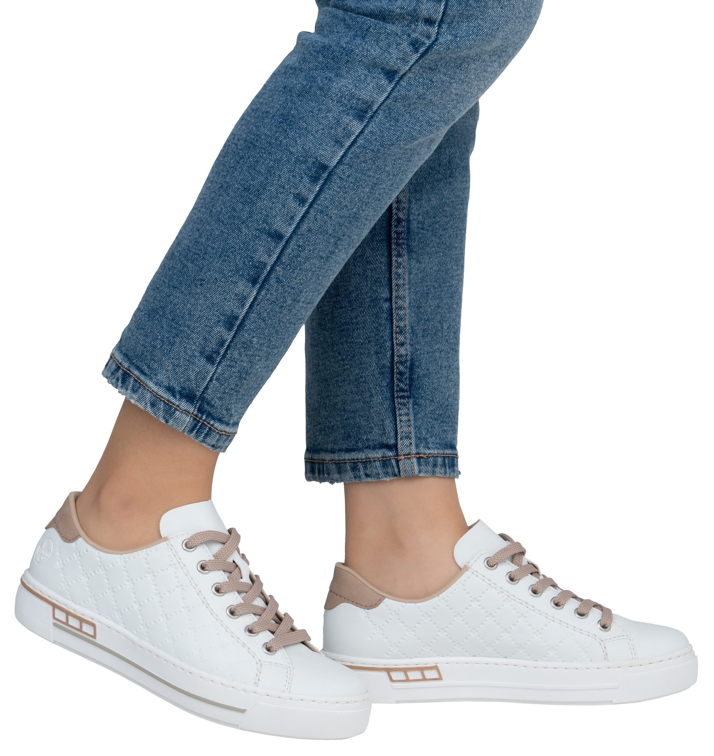 Rieker Plateausneakers harmonieuze contrastdetails, vrijetijdsschoen, lage schoen, veterschoen