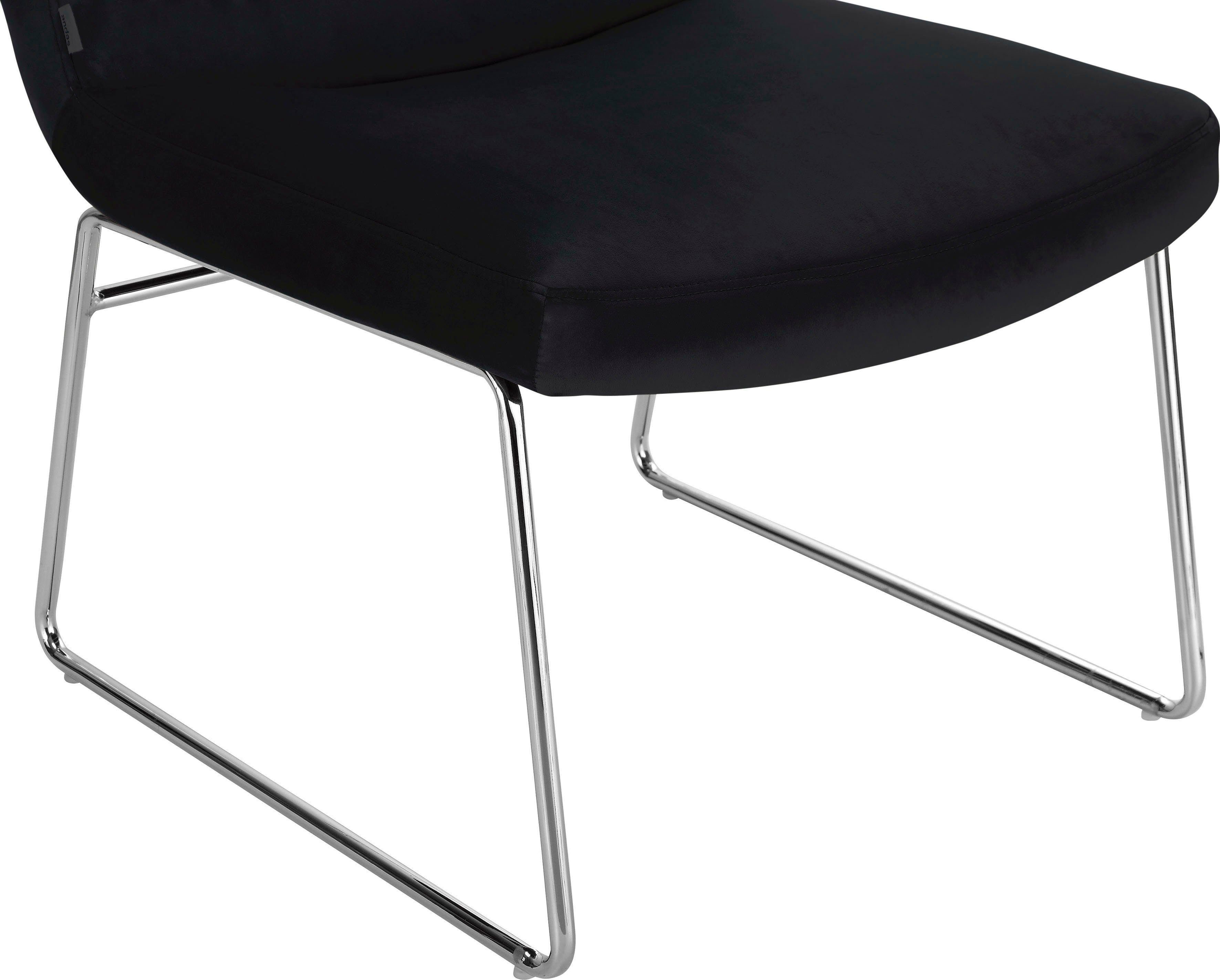 andas Fauteuil Gil, loungestoel woonkamer, Fluwelen bekleding, in drie kleurvarianten, zithoogte 47,5 cm