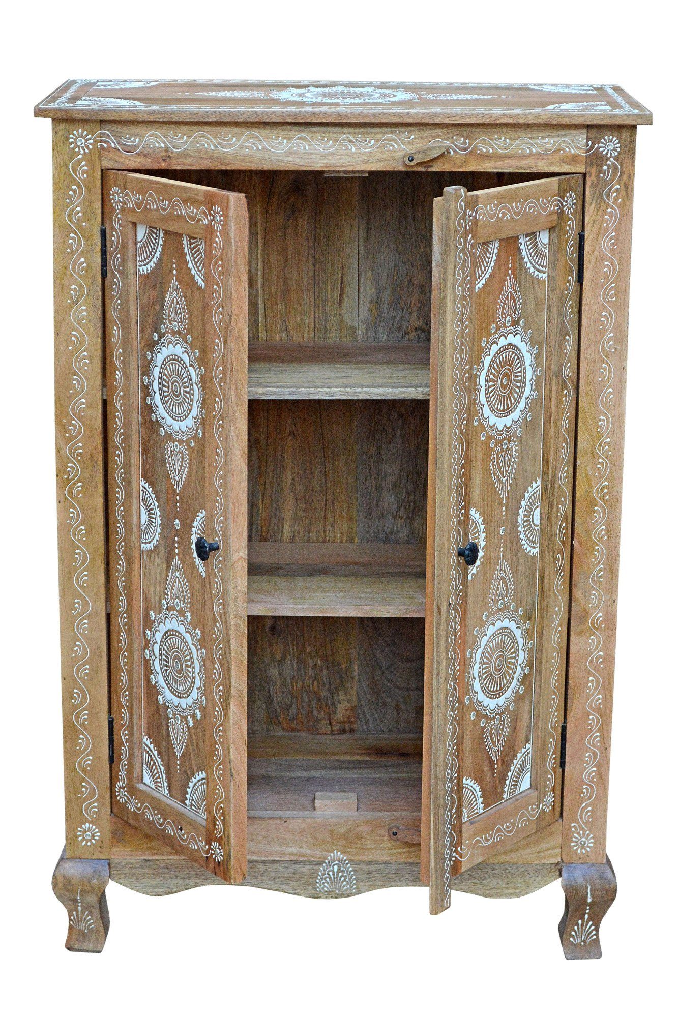 Home affaire Highboard Gullaba Commode, handgeschilderd, breedte/hoogte 80/120 cm