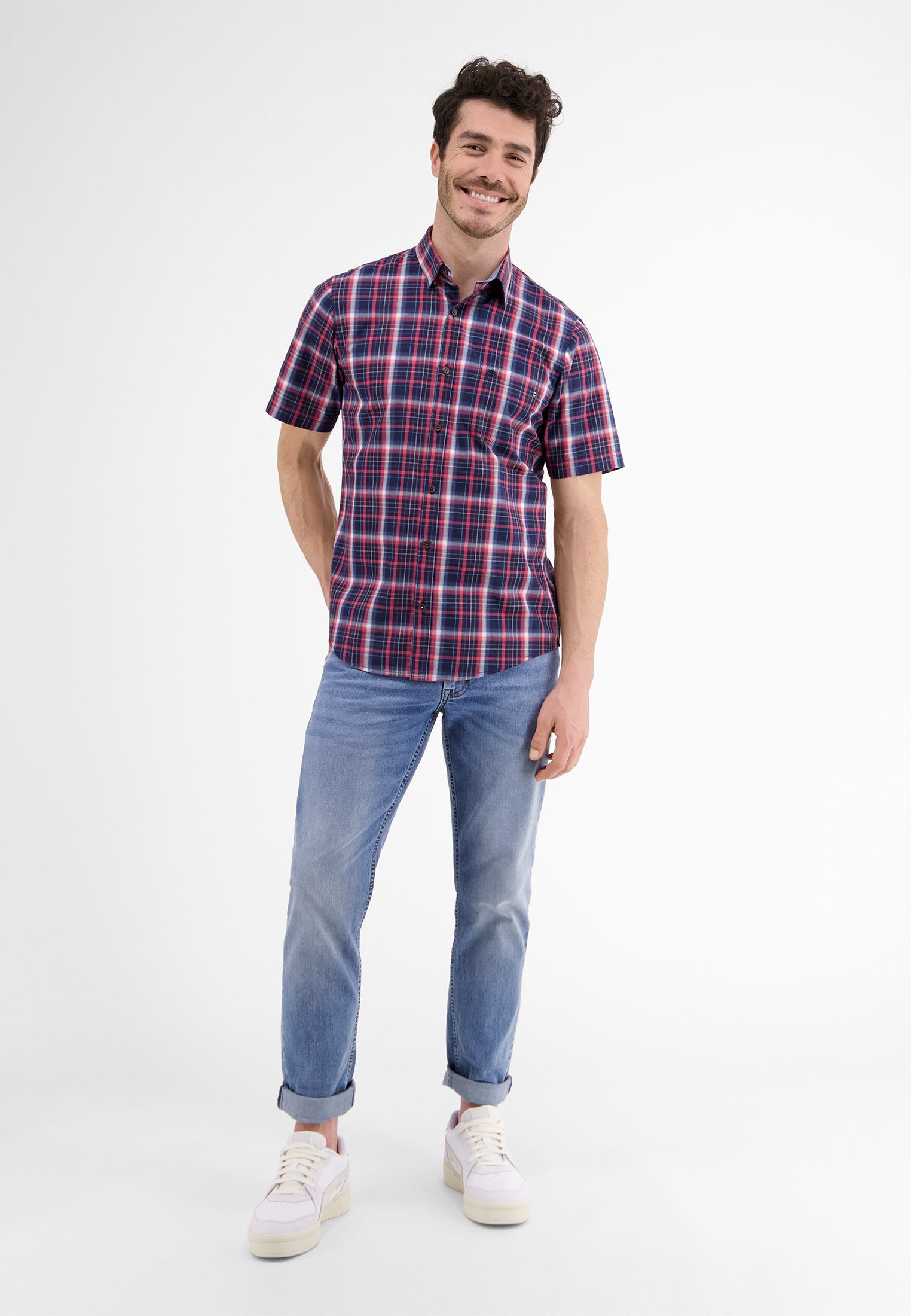 Lerros Overhemd met korte mouwen LERROS korte mouw overhemd *Poplin Check*