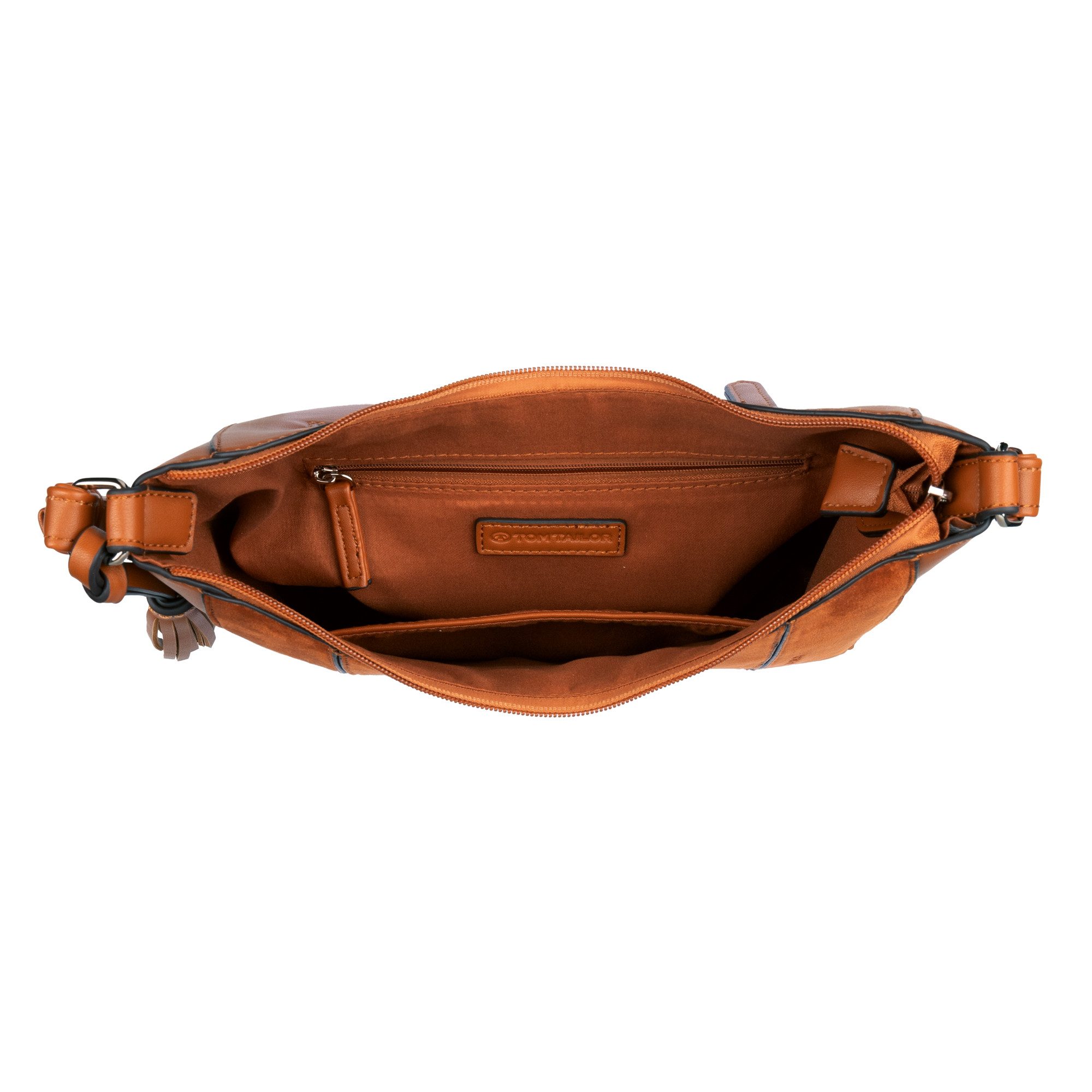 Tom Tailor Hobo-tas Pira van een combinatie van zacht suede en nerf imitatieleer