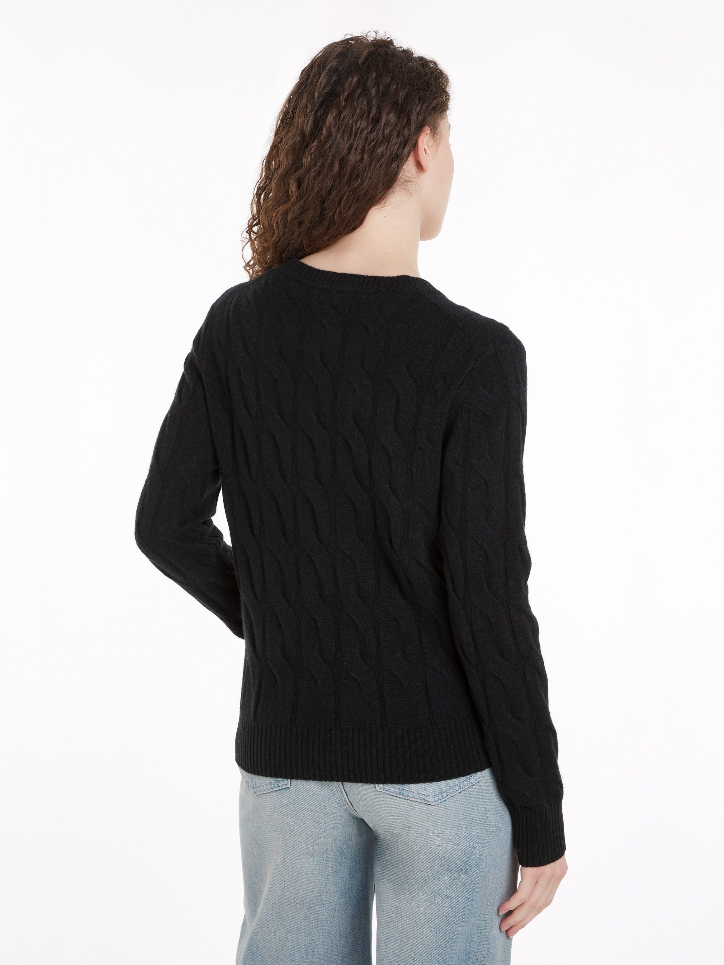 Tommy Hilfiger Gebreide trui SOFT WOOL CABLE C-NK met kabelpatroon van zuivere wol