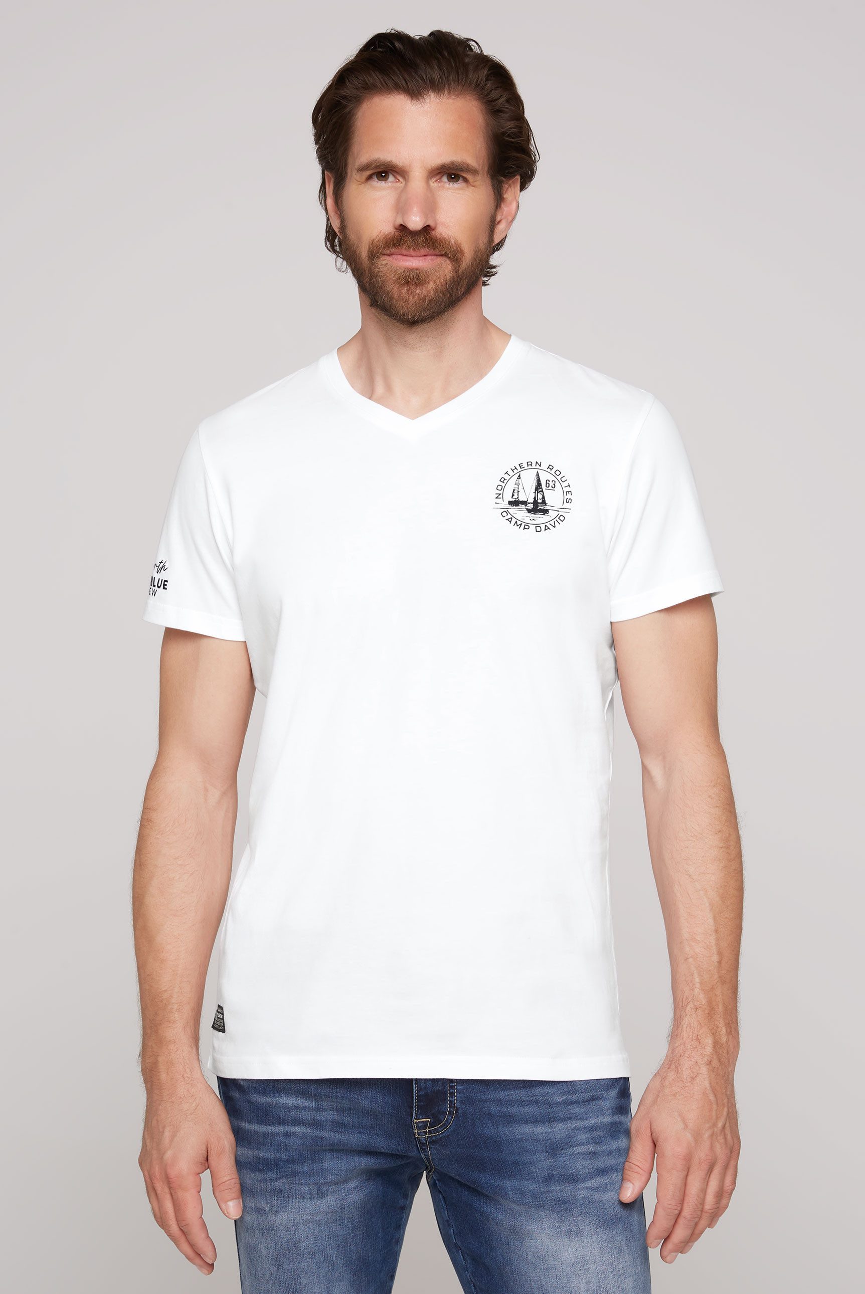 CAMP DAVID Shirt met V-hals