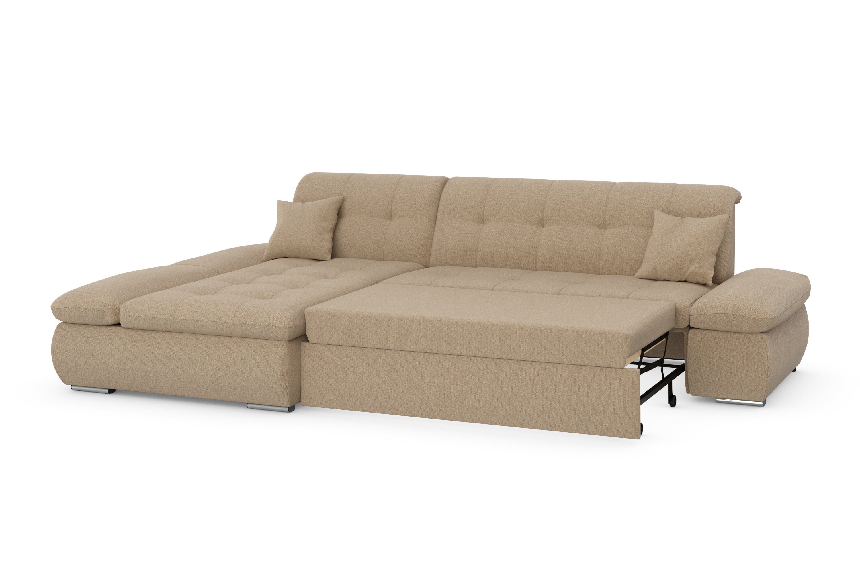 DOMO collection Hoekbank Moric, L-vorm, XXL-bank - Breedte 300cm XXL-formaat, optioneel ook met slaapbank functie en verstelling armleuning,