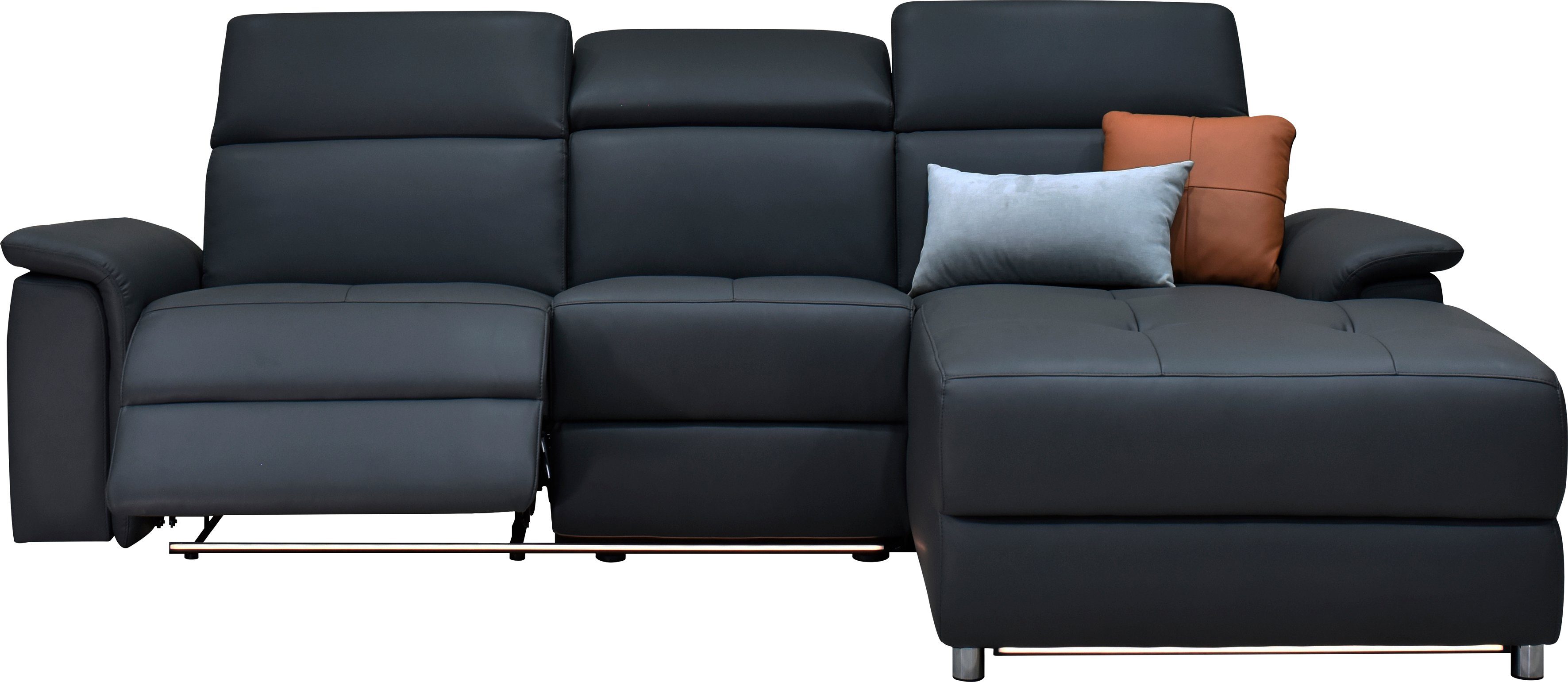 Places of Style Hoekbank Pareli, L-model, 259 cm, met récamier, echt leer, imitatieleer, weefstof