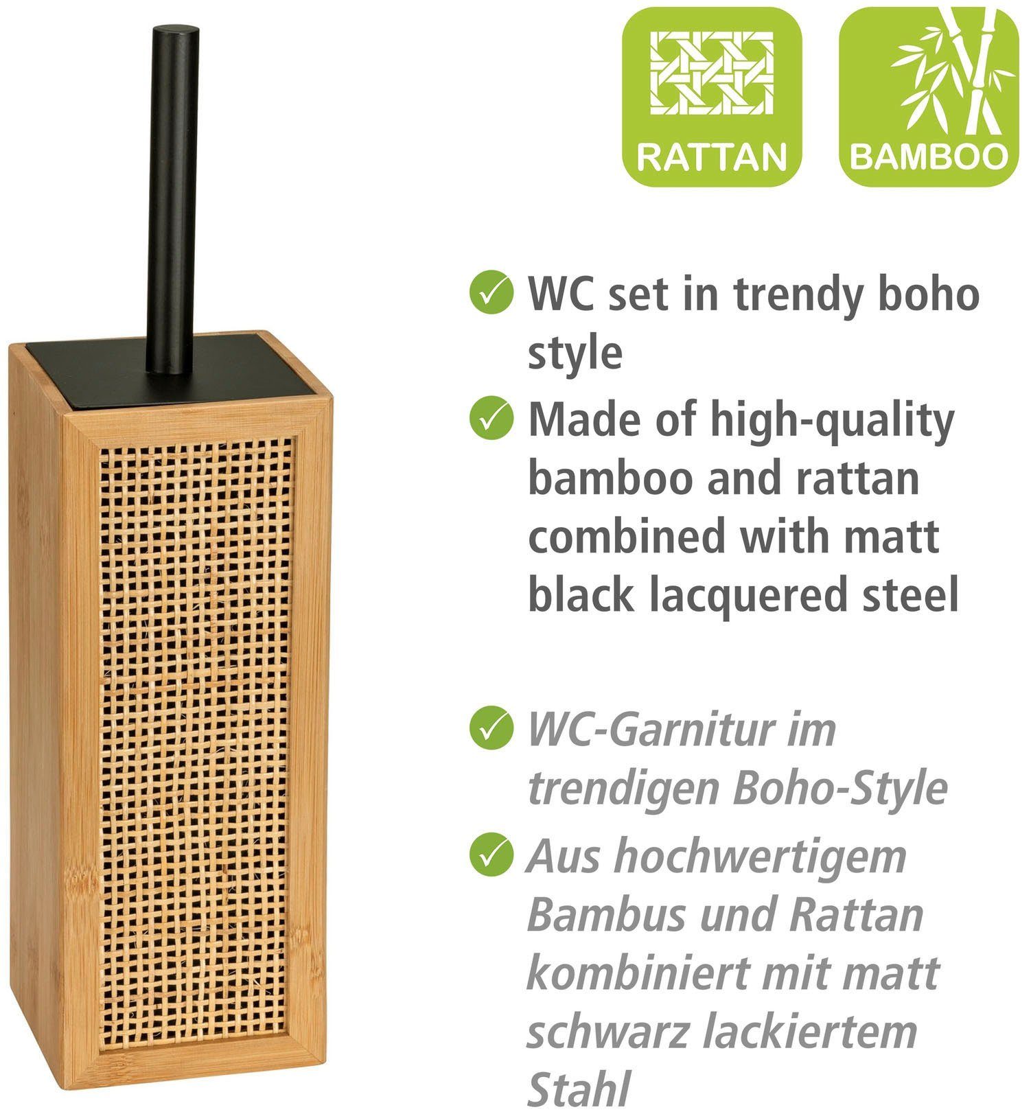WENKO Toiletset Allegre van bamboe en rotan
